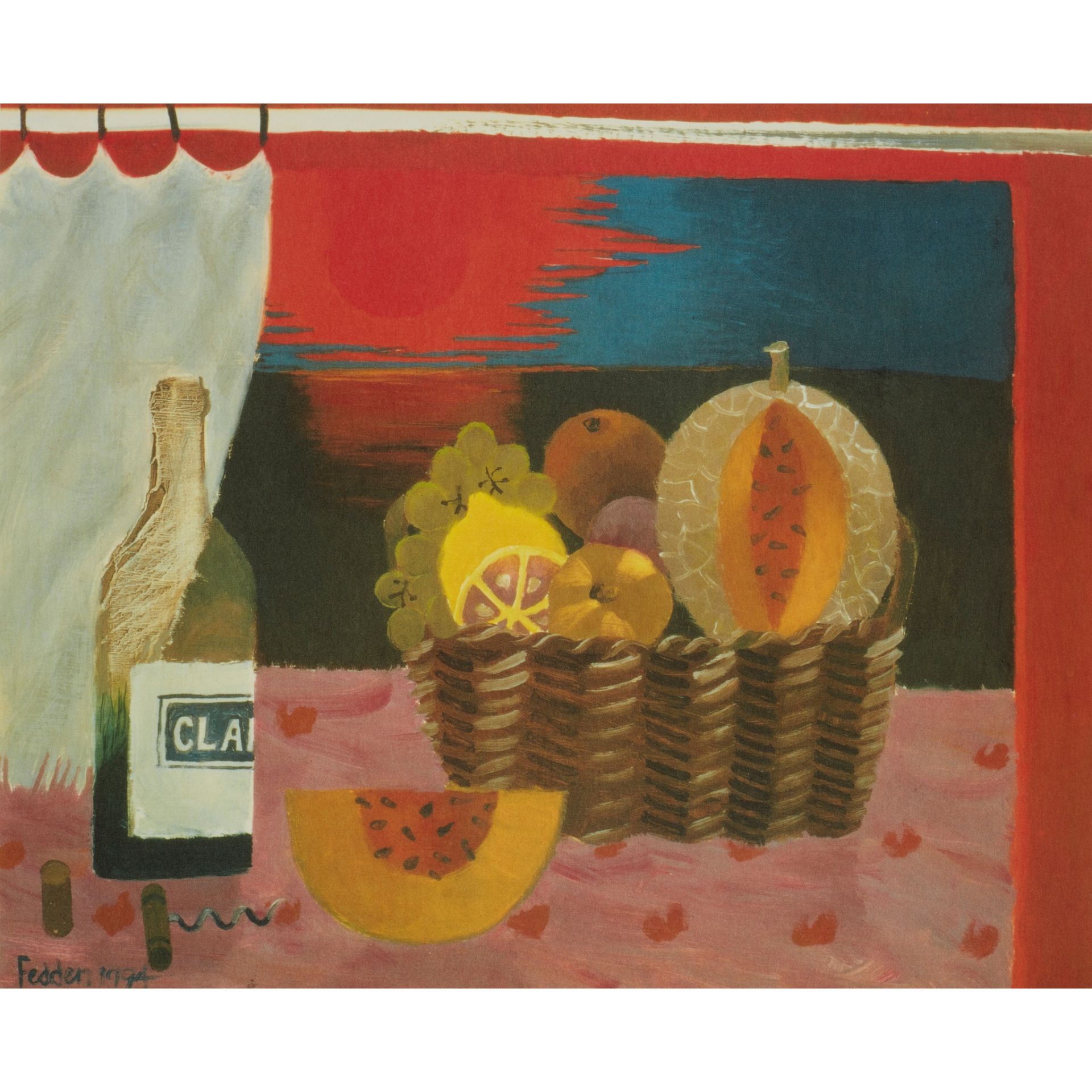 § MARY FEDDEN O.B.E., R.A., R.W.A. (BRITISH 1915-2012) RED SUNSET - 1994