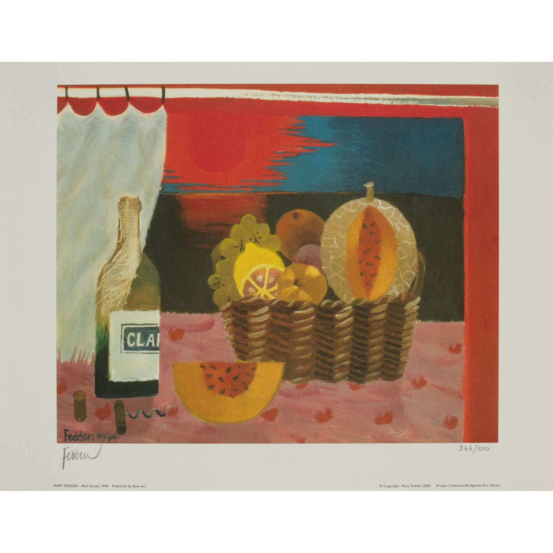 § MARY FEDDEN O.B.E., R.A., R.W.A. (BRITISH 1915-2012) RED SUNSET - 1994 - Image 2 of 2