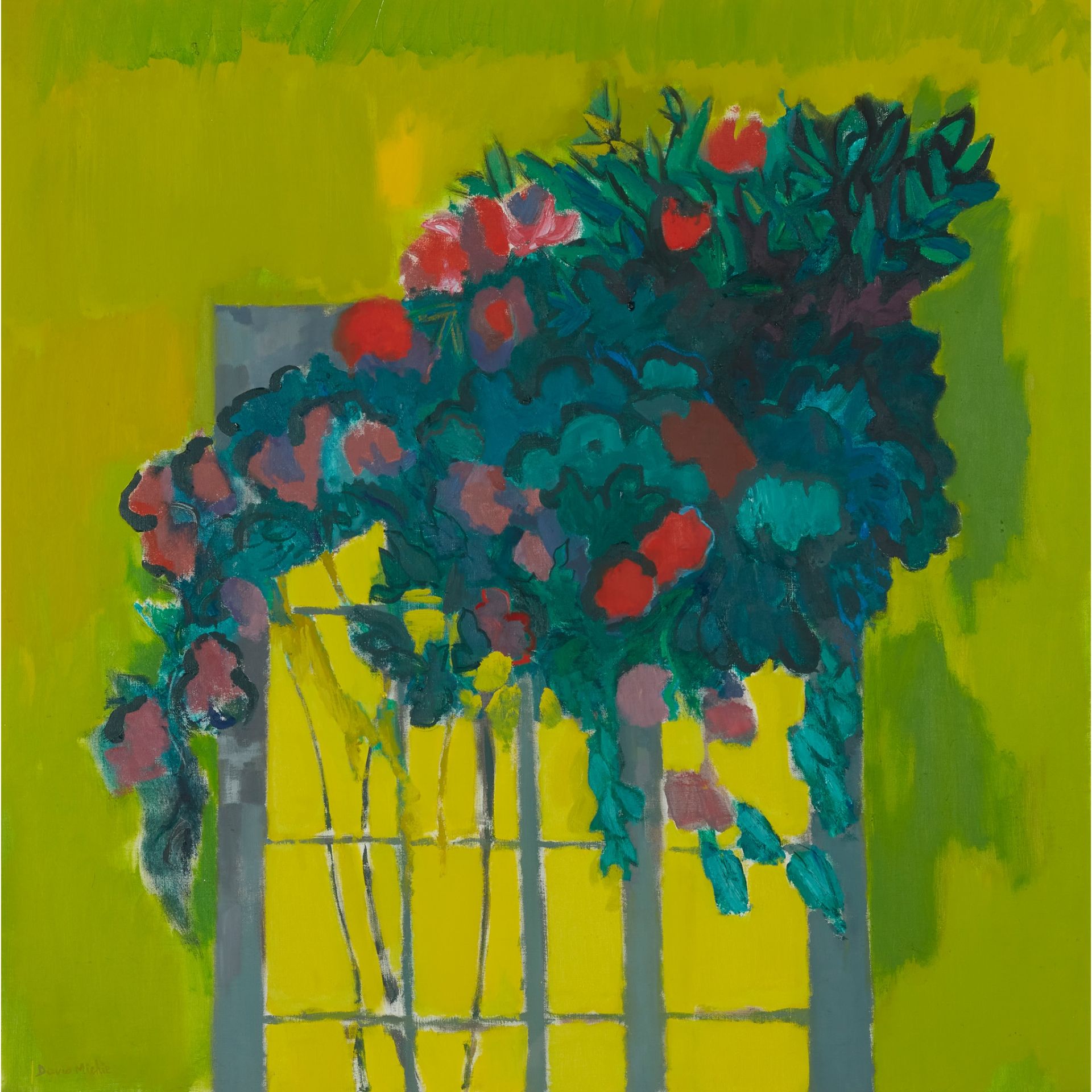 § DAVID MICHIE O.B.E., R.S.A., R.G.I., F.R.S.A (SCOTTISH 1928-2015) UNTITLED (FLOWERS ON A GREEN