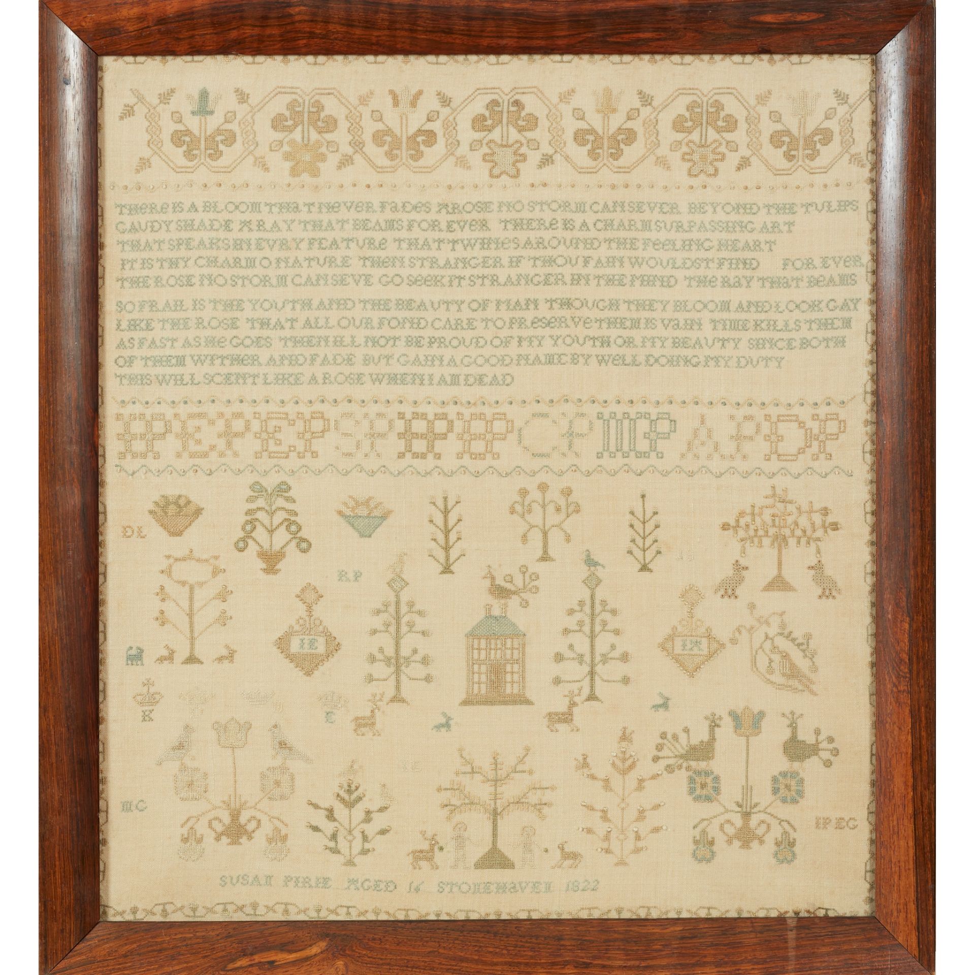 Y A SCOTTISH NEEDLEWORK SAMPLER DATED 1822