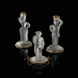 THREE MOULDED AND FROSTED GLASS FIGURES BY JOHN FORD, HOLYROOD GLASS WORKS CIRCA 1870