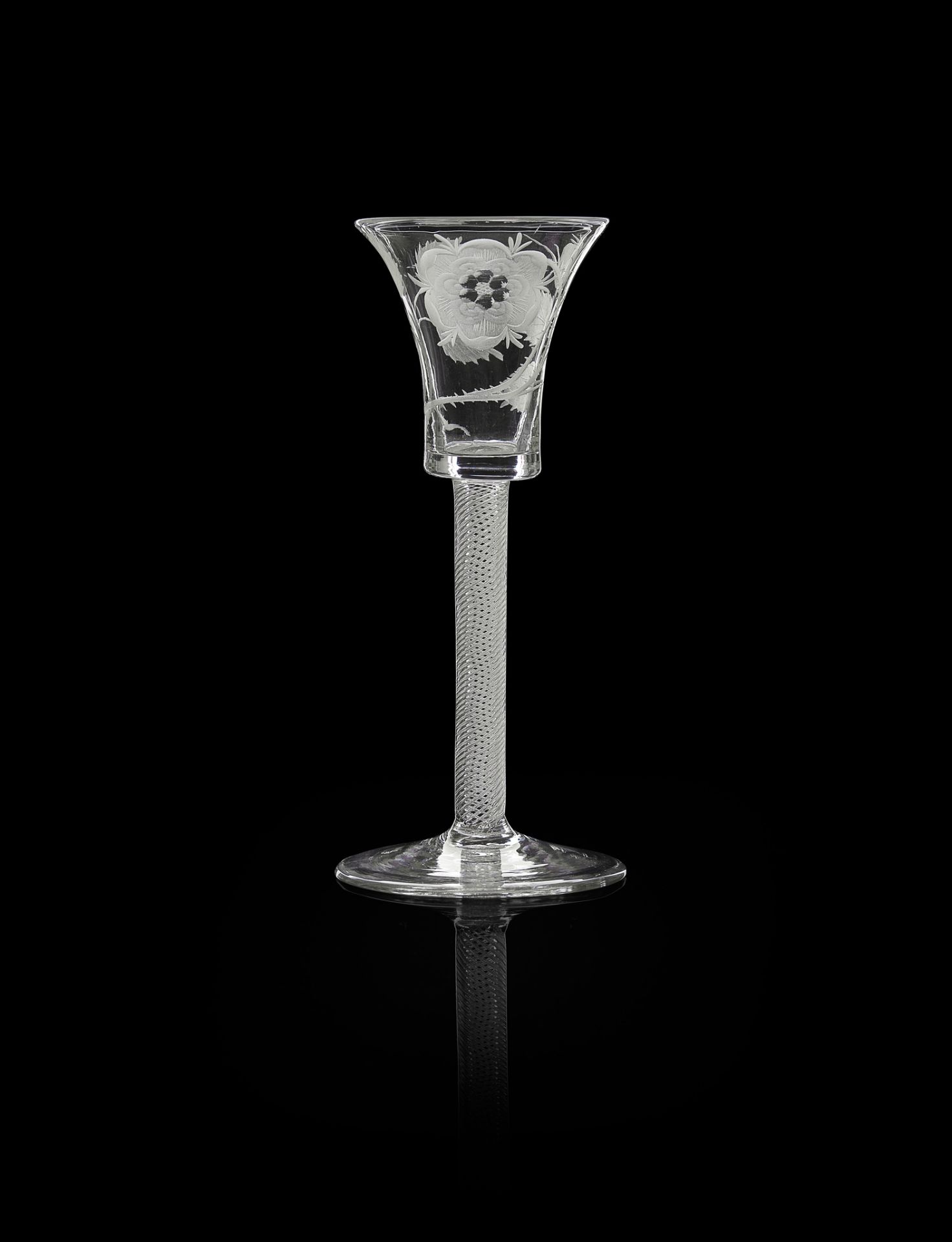 A JACOBITE WINE GLASS MID-18TH CENTURY