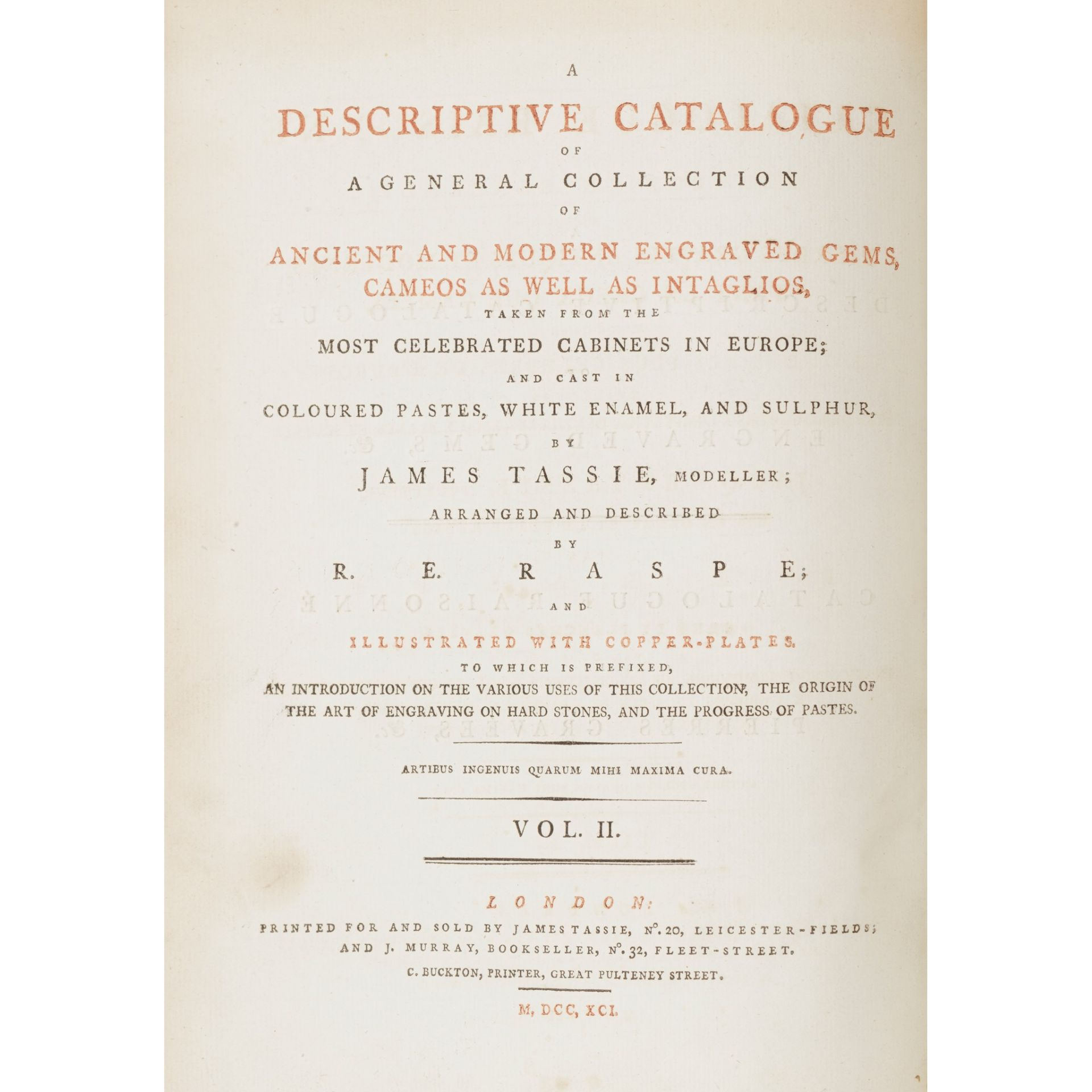 TASSIE, JAMES A DESCRIPTIVE CATALOGUE OF...ANCIENT AND MODERN ENGRAVED GEMS, CAMEOS, AS WELL AS - Image 4 of 4