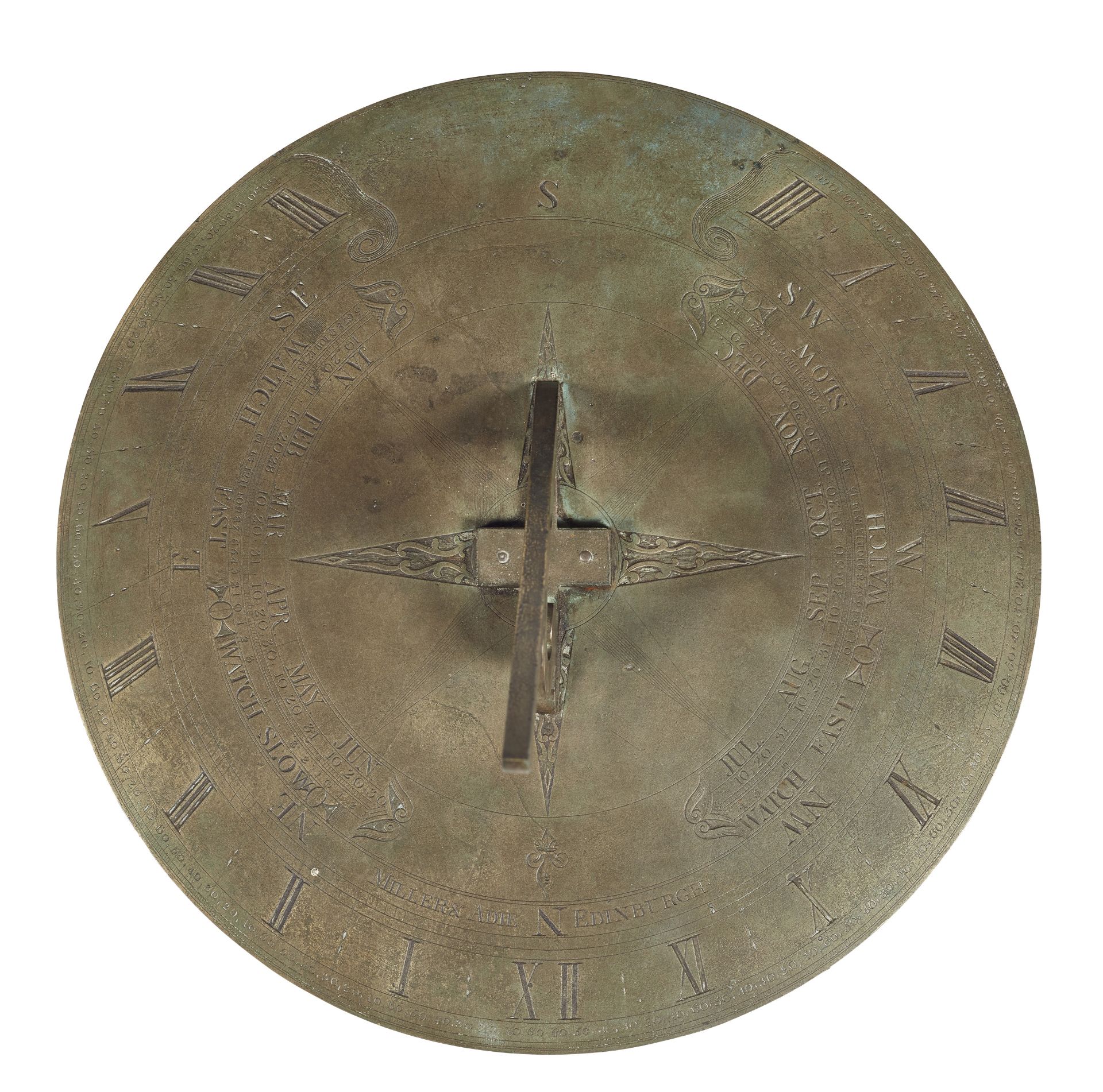 A SCOTTISH LATE GEORGIAN SUNDIAL BY MILLER & ADIE, EDINBURGH EARLY 19TH CENTURY - Image 2 of 3