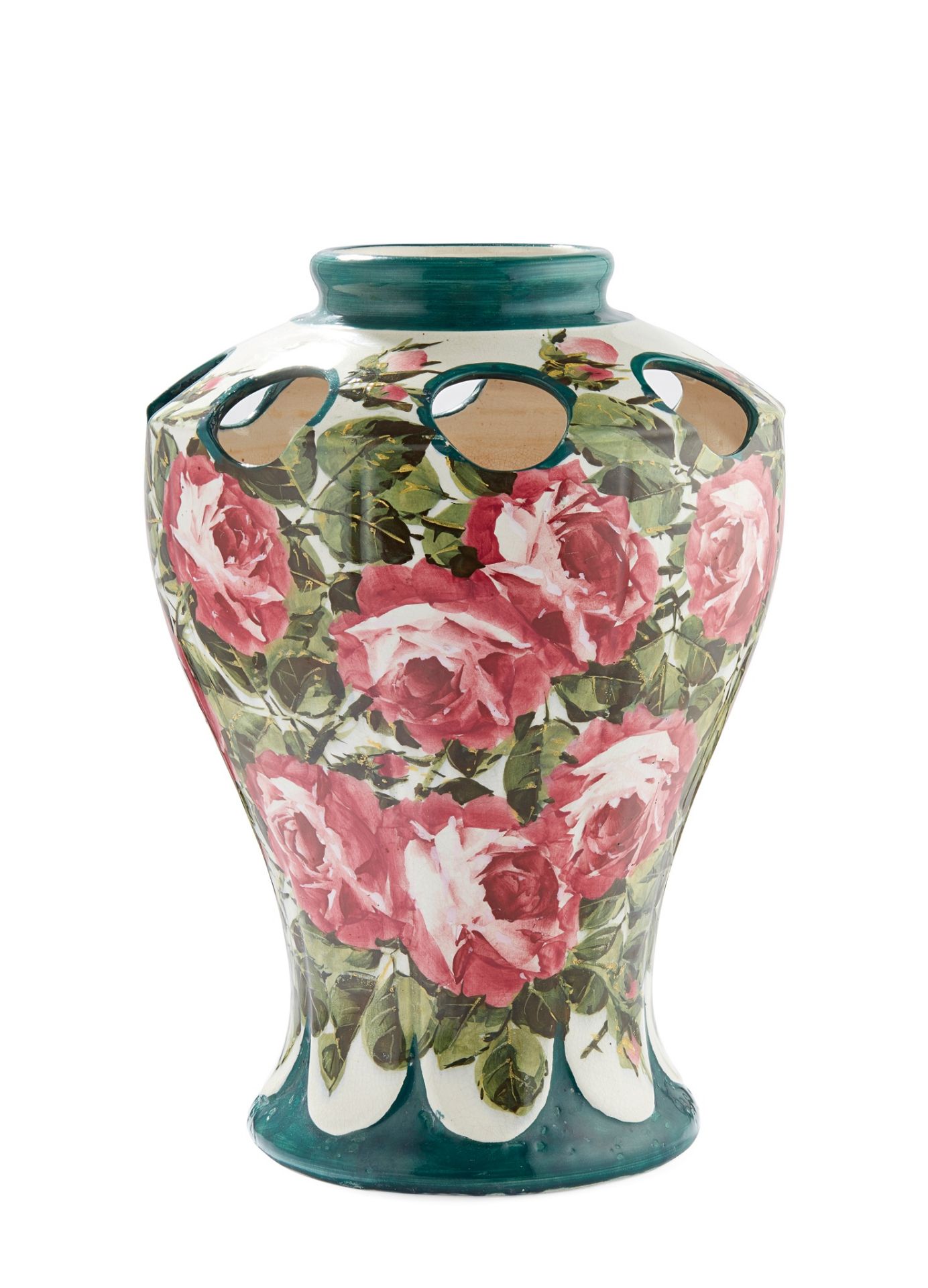 A WEMYSS WARE KENMORE VASE 'CABBAGE ROSES' PATTERN, EARLY 20TH CENTURY