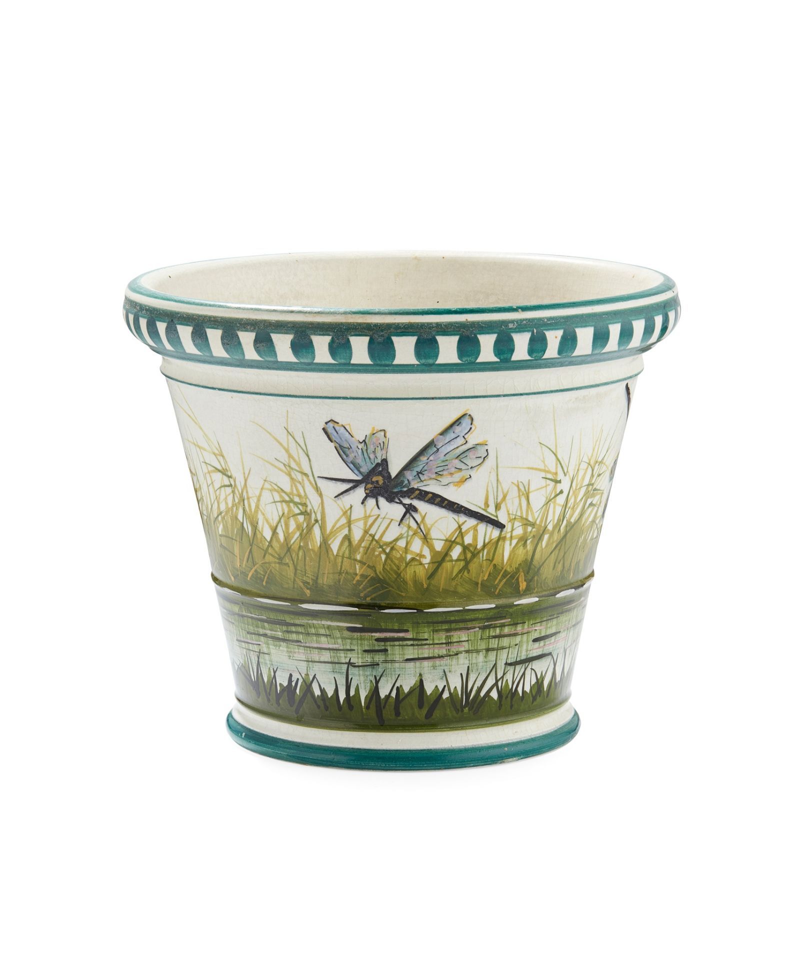 A WEMYSS WARE STUART FLOWER POT 'DRAGONFLIES' PATTERN, EARLY 20TH CENTURY - Bild 2 aus 2