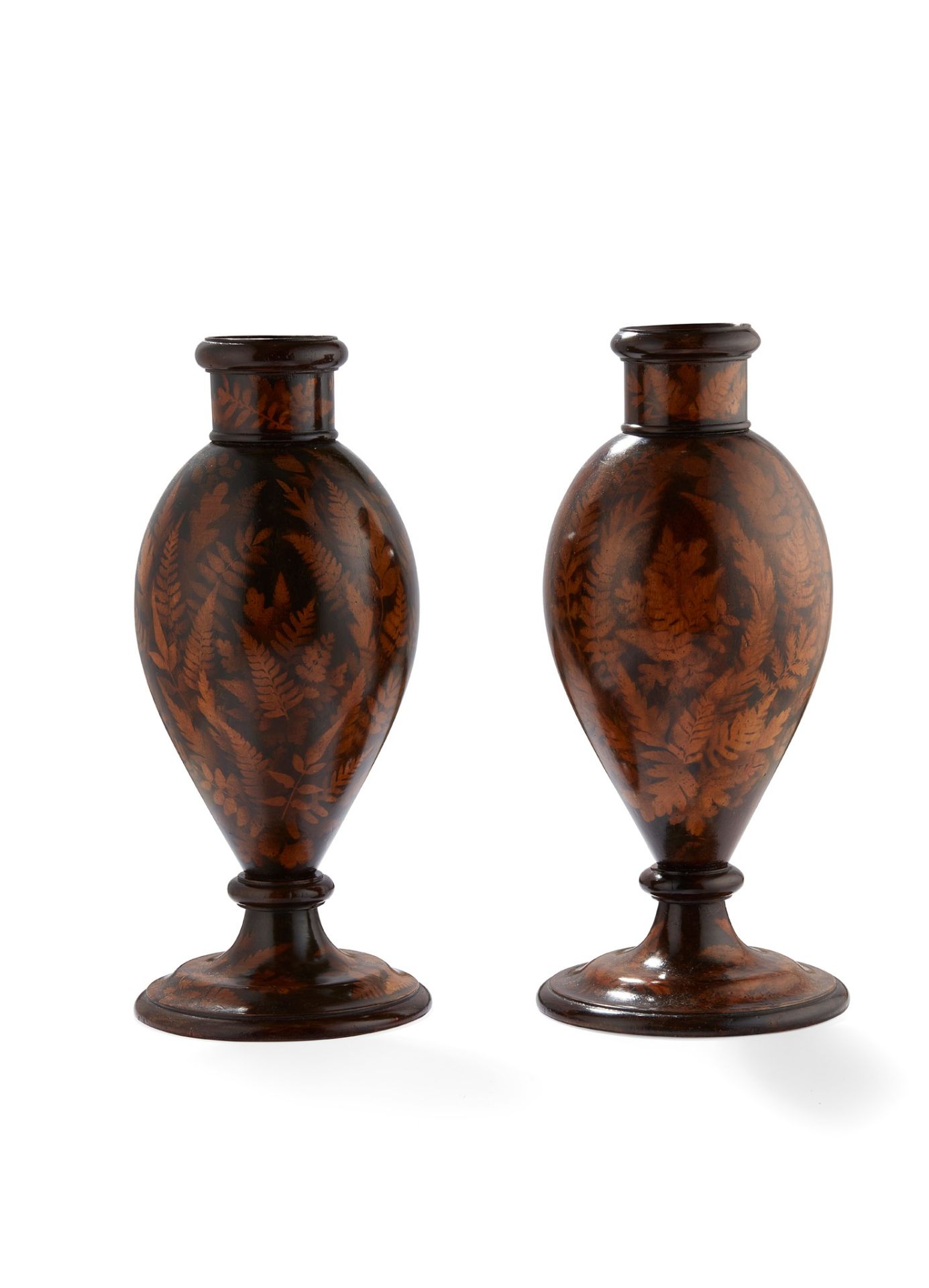 PAIR OF MAUCHLINE 'FERN WARE' VASES LATE 19TH CENTURY