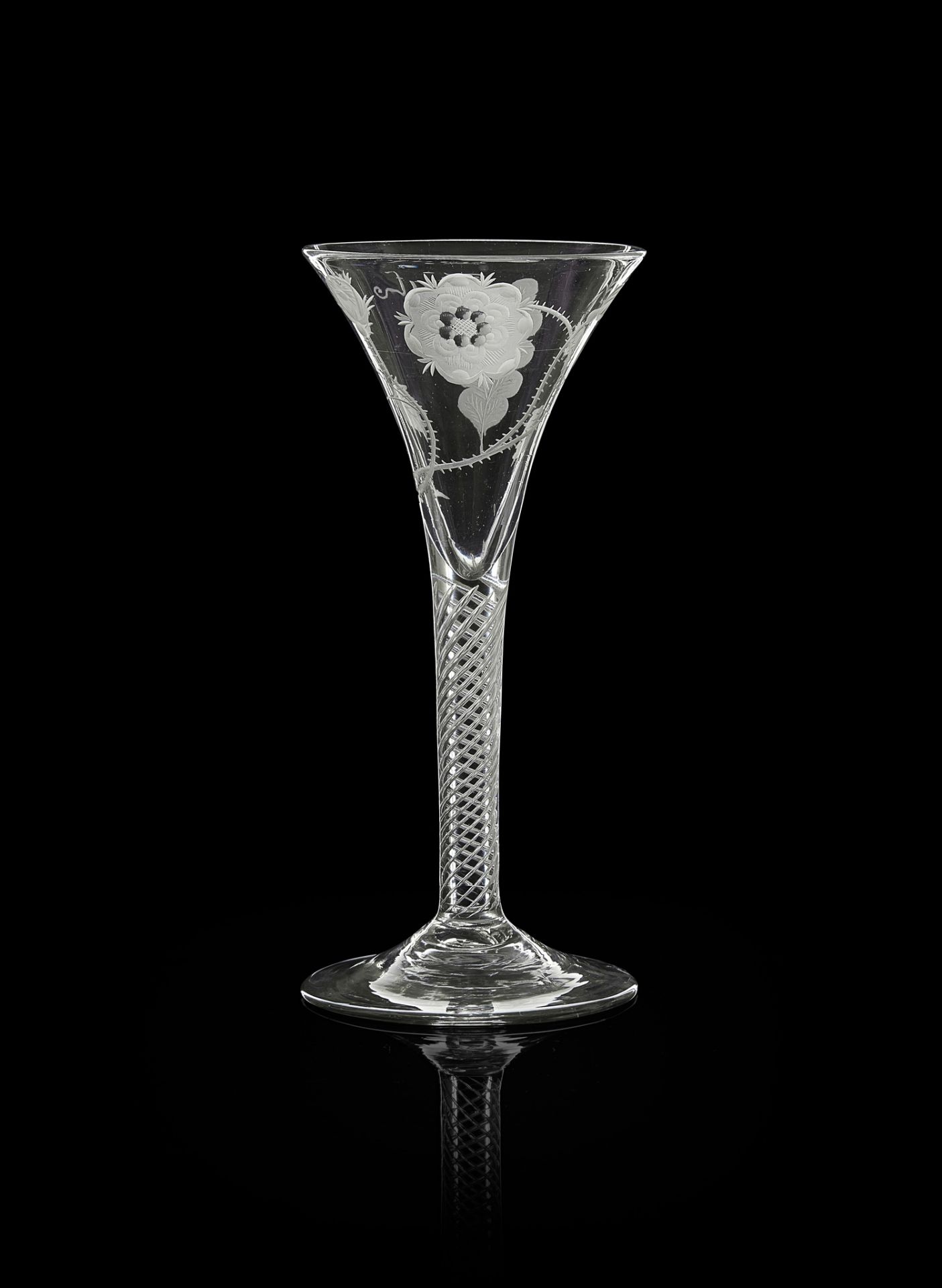 A JACOBITE WINE GLASS MID 18TH CENTURY