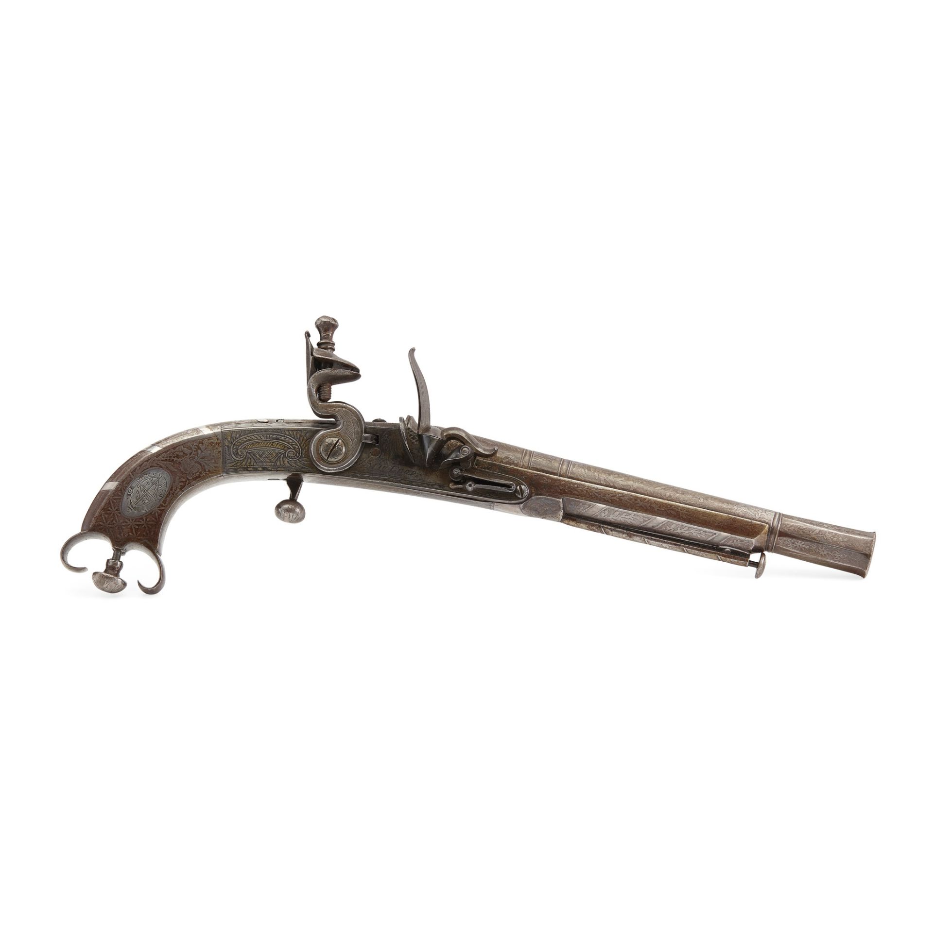THE SCOTT OF ABBOTSFORD PISTOL AN IMPORTANT FINE EARLY 19TH CENTURY SILVER MOUNTED STEEL SCOTTISH