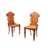 A PAIR OF VICTORIAN HALL CHAIRS MID-19TH CENTURY