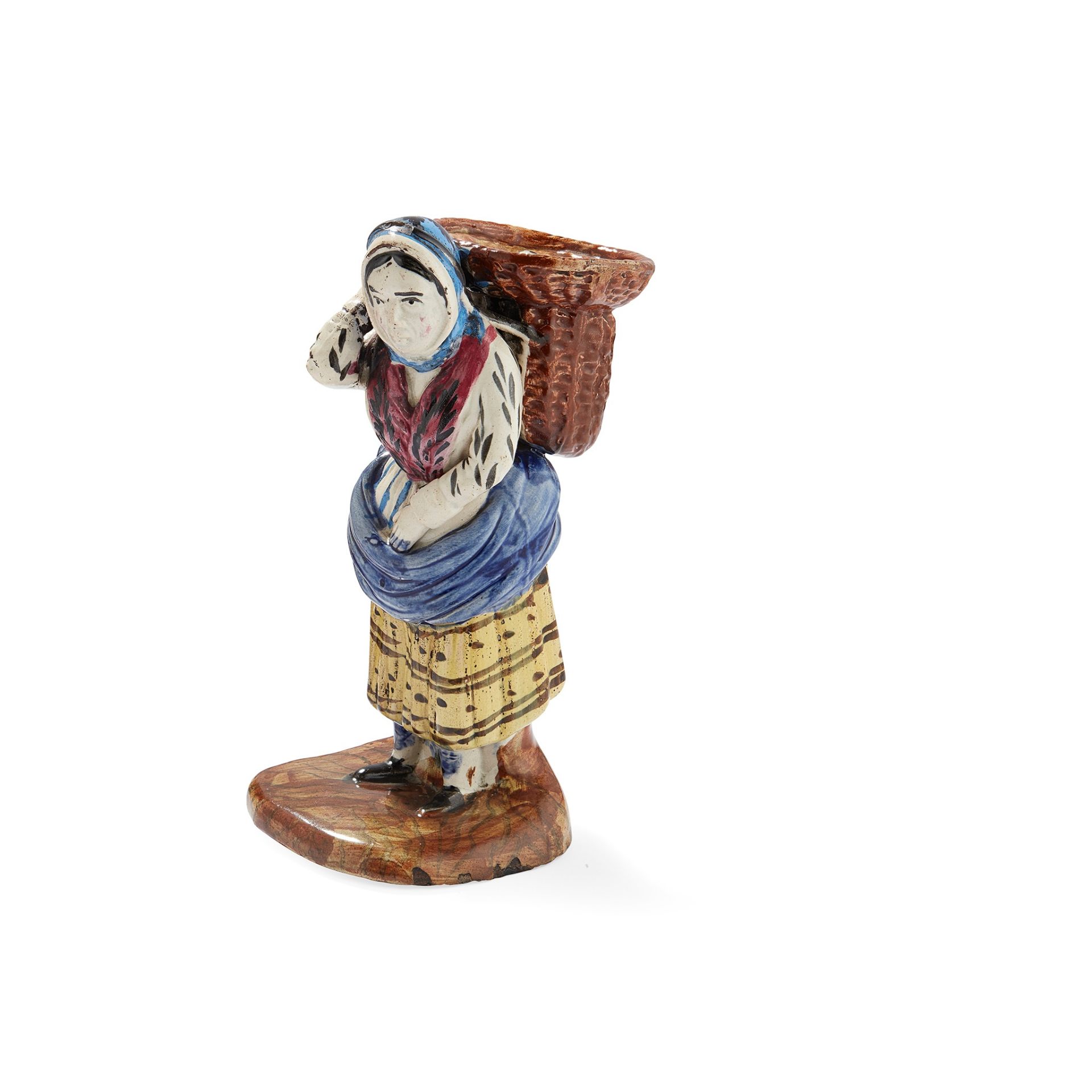 A SCOTTISH EAST COAST POTTERY NEWHAVEN FISHWIFE FIGURE EARLY 19TH CENTURY