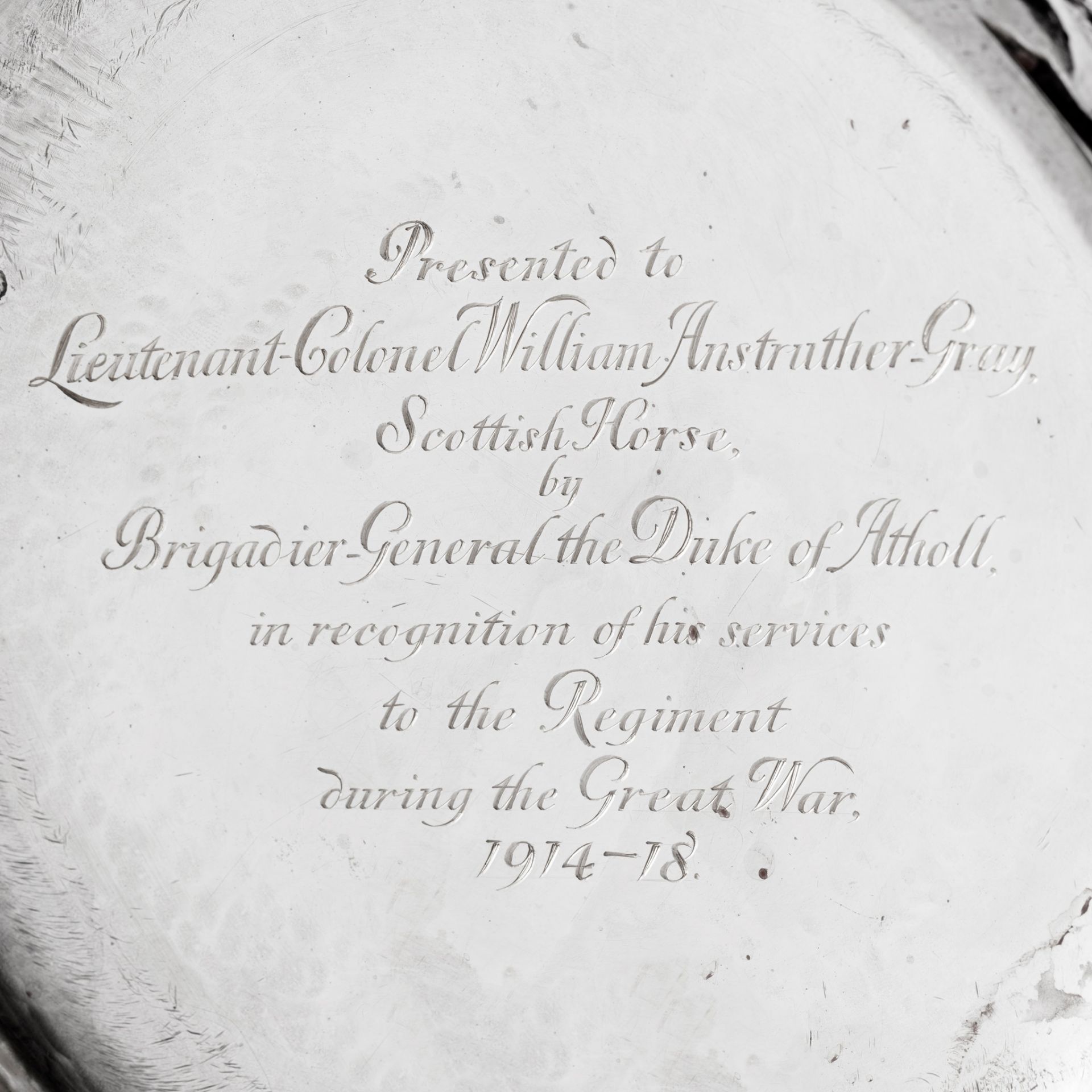A TWIN HANDLED TROPHY - BLAIR CASTLE TO KILMANY CARRINGTON AND CO. LONDON 1920 - Image 4 of 4