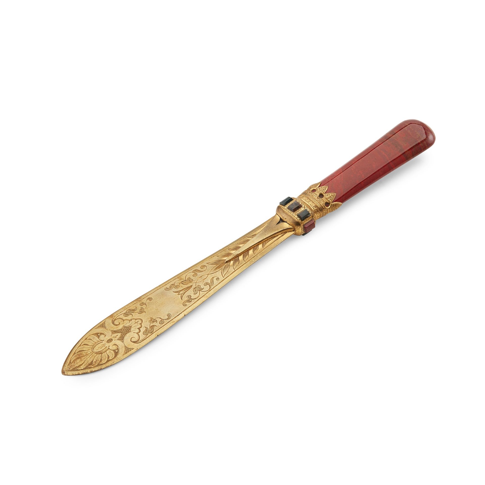 A VICTORIAN CASED GILT PAPER KNIFE RETAILED BY COCKBURN & MACDONALD - Image 2 of 2