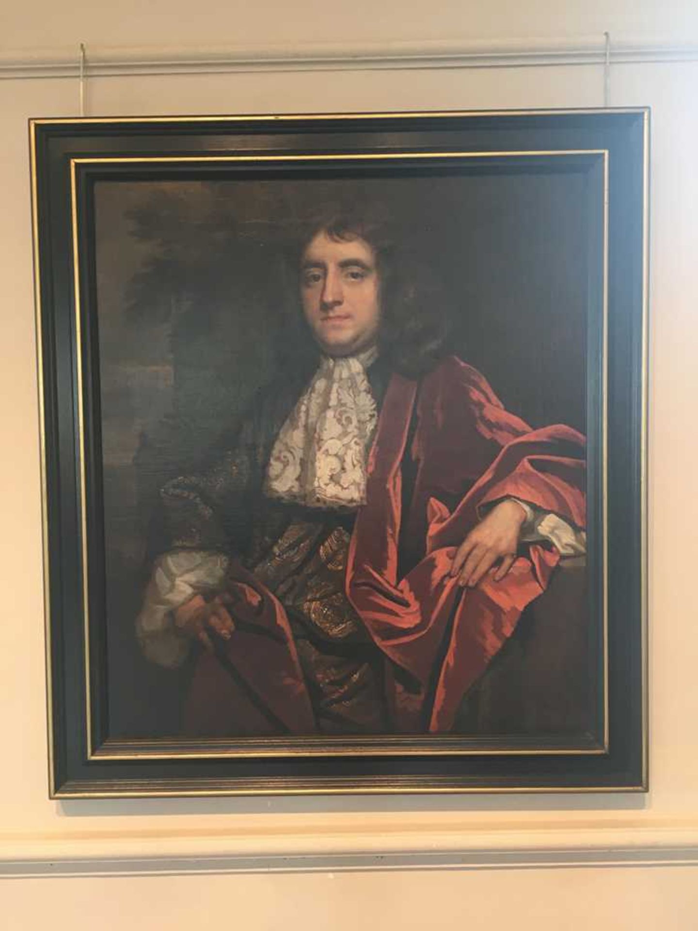 CIRCLE OF SIR PETER LELY HALF LENGTH PORTRAIT OF A GENTLEMAN IN LACE CRAVAT - Image 10 of 12