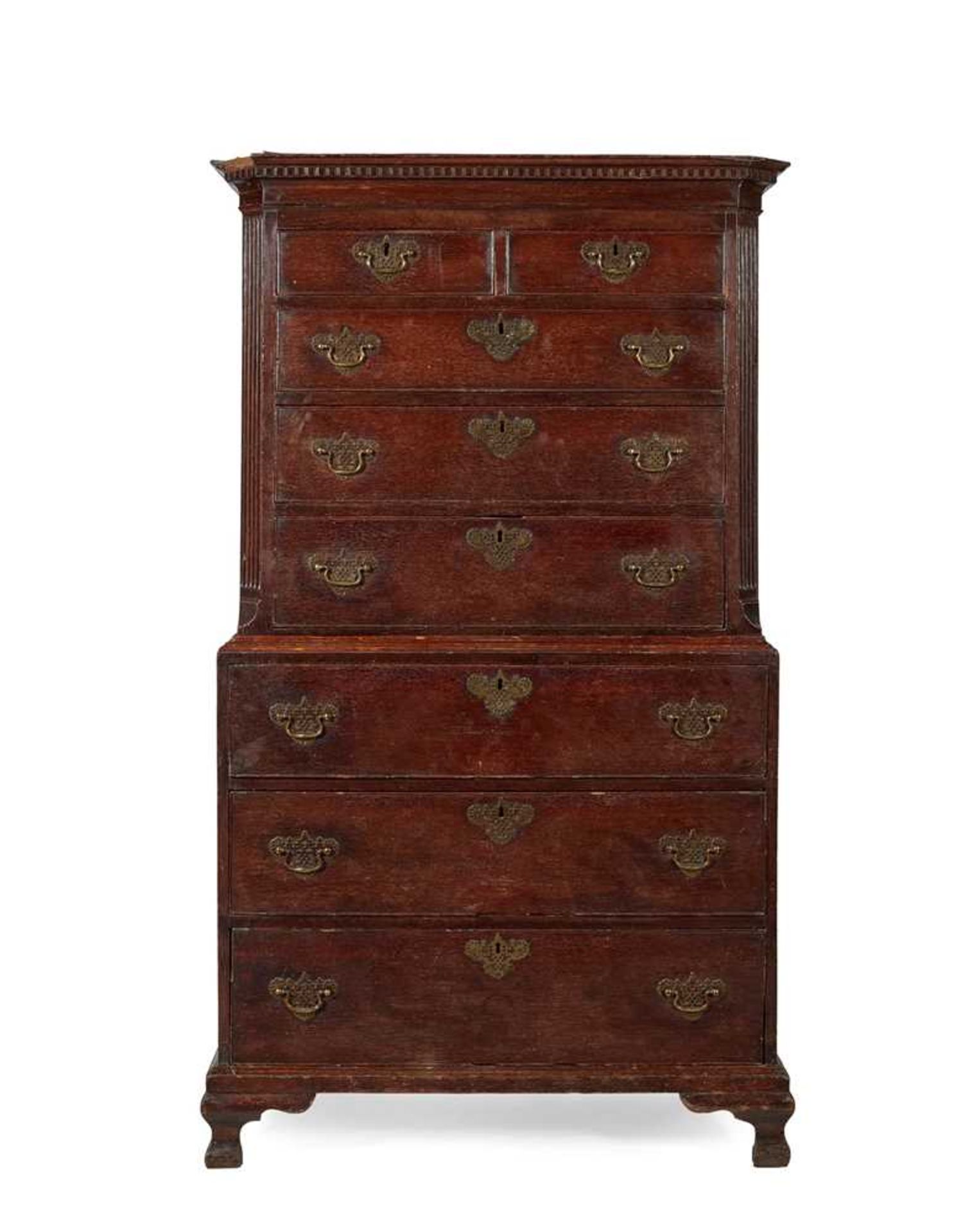 GEORGE II PROVINCIAL OAK CHEST-ON-CHEST MID 18TH CENTURY