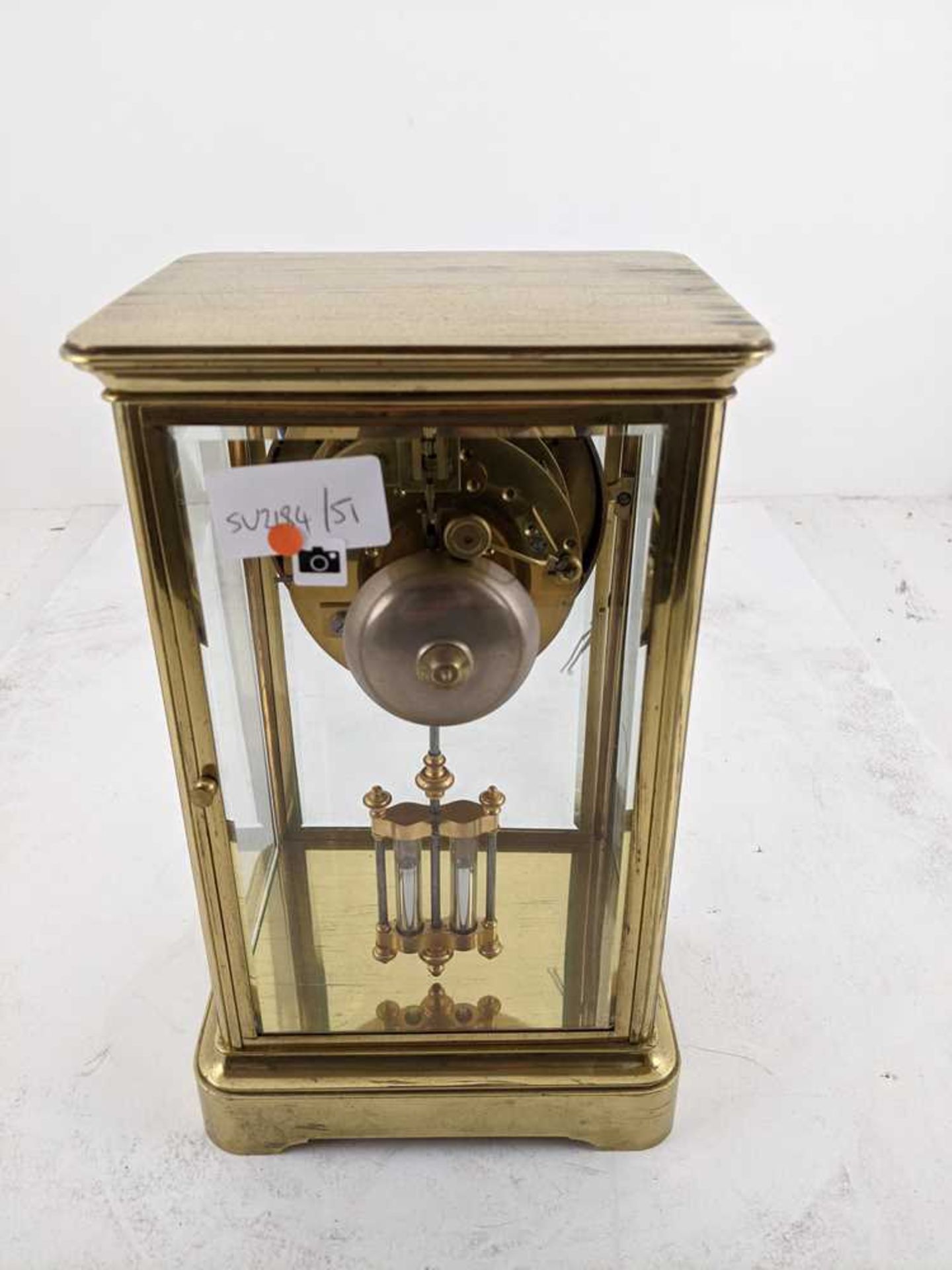 FRENCH BRASS FOUR GLASS MANTEL CLOCK, JAPY FRÈRES & CO. 19TH CENTURY - Image 7 of 10