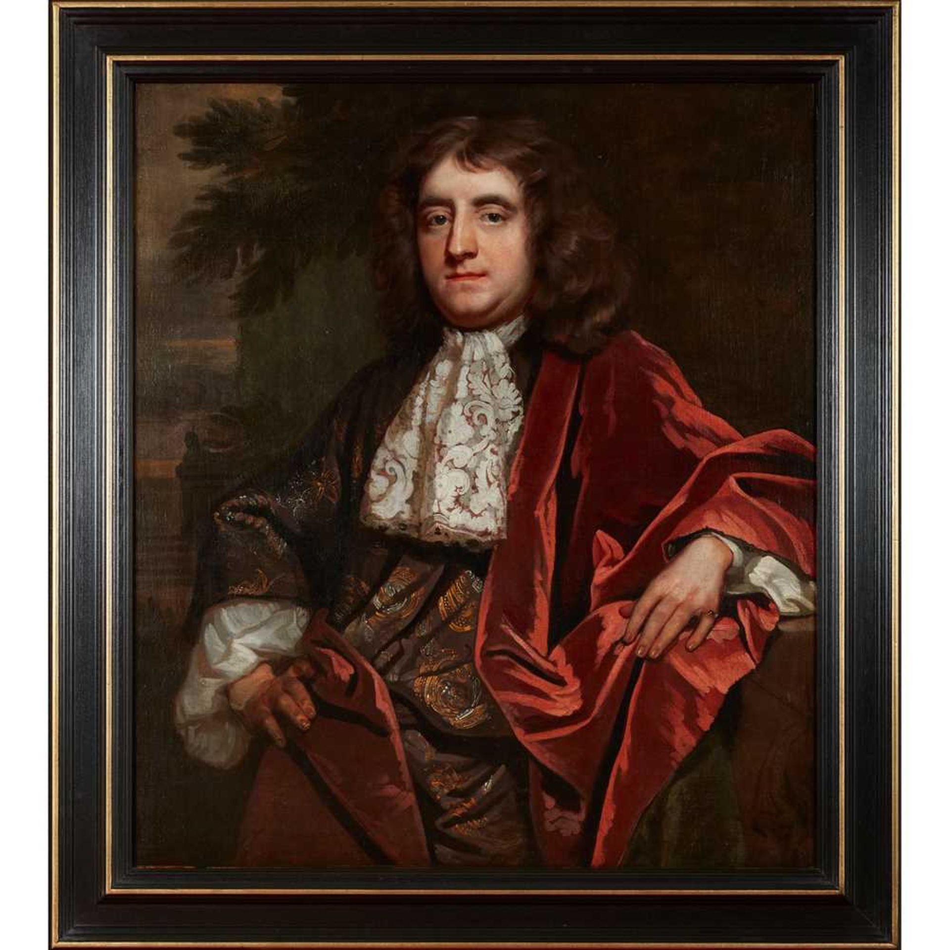 CIRCLE OF SIR PETER LELY HALF LENGTH PORTRAIT OF A GENTLEMAN IN LACE CRAVAT - Image 2 of 12