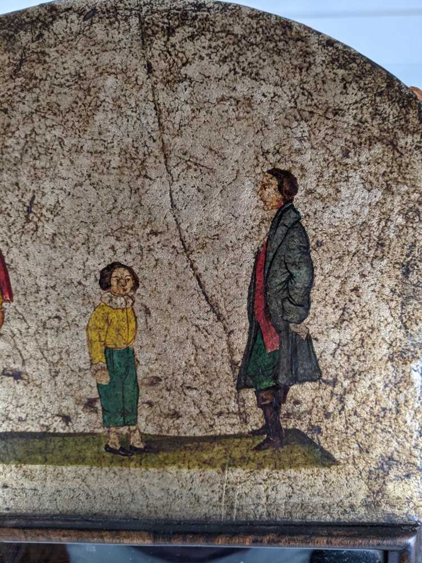 PAINTED LEATHER AND WOOD FRAMED FOLK ART MIRROR 18TH CENTURY - Bild 8 aus 16