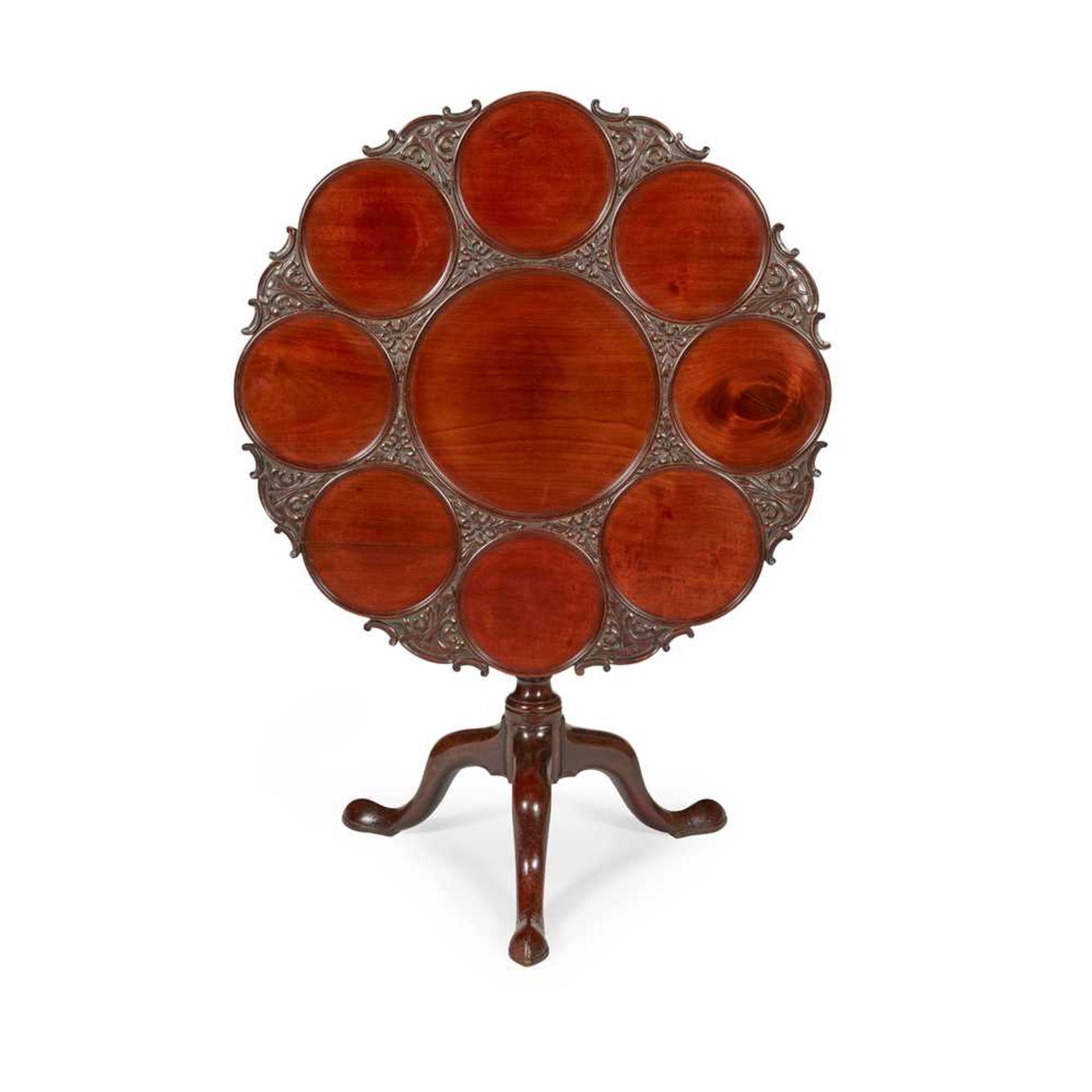 GEORGE III MAHOGANY CARVED BIRDCAGE SUPPER TABLE MID 18TH CENTURY - Image 2 of 8