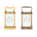 TWO FRENCH BRASS REPEATER CARRIAGE CLOCKS LATE 19TH CENTURY