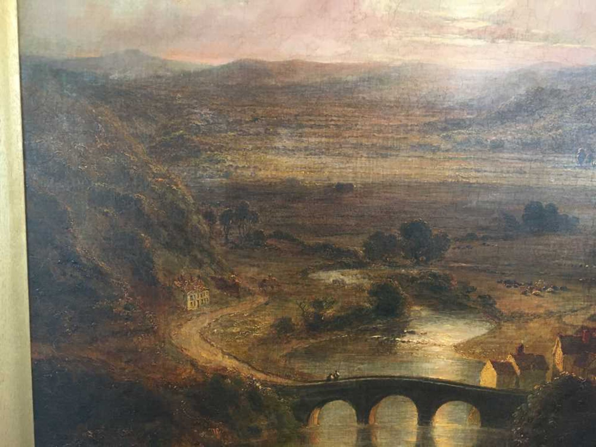ENGLISH SCHOOL C.1830 A PANORAMIC RIVER LANDSCAPE WITH CASTLE RUINS ON A HILLSIDE - Bild 6 aus 15