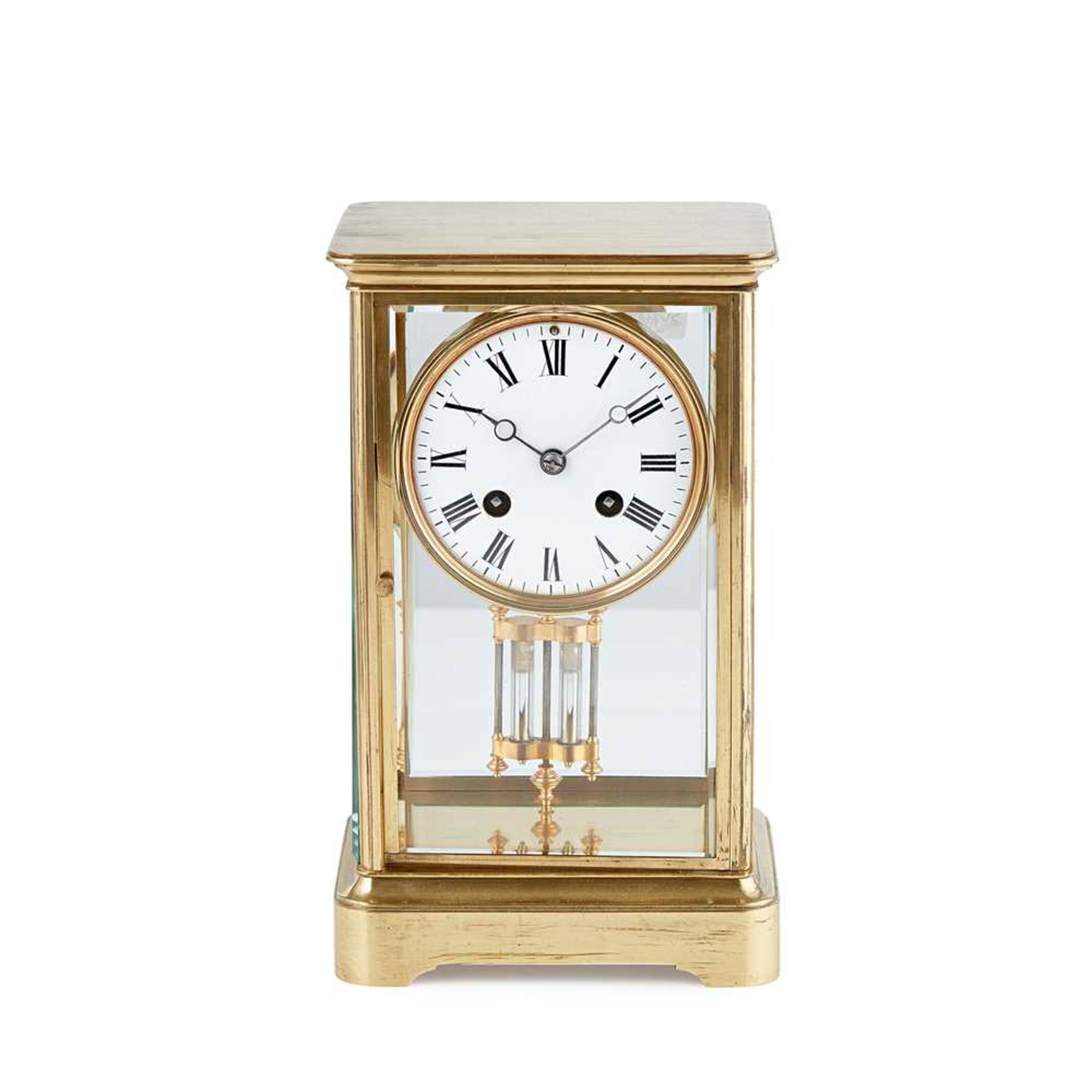 FRENCH BRASS FOUR GLASS MANTEL CLOCK, JAPY FRÈRES & CO. 19TH CENTURY - Image 2 of 10