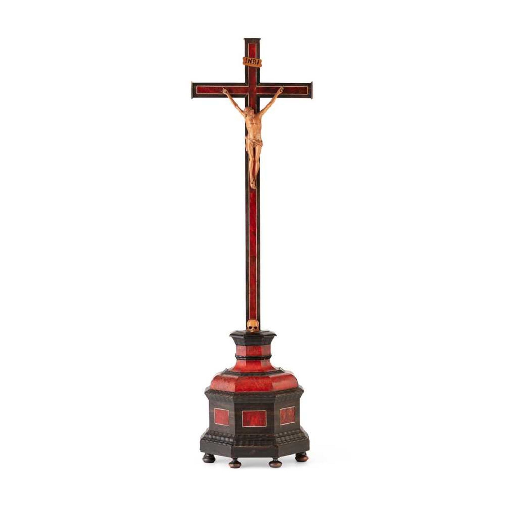 FLEMISH RED TORTOISESHELL AND CARVED FRUITWOOD CORPUS CHRISTI 18TH CENTURY