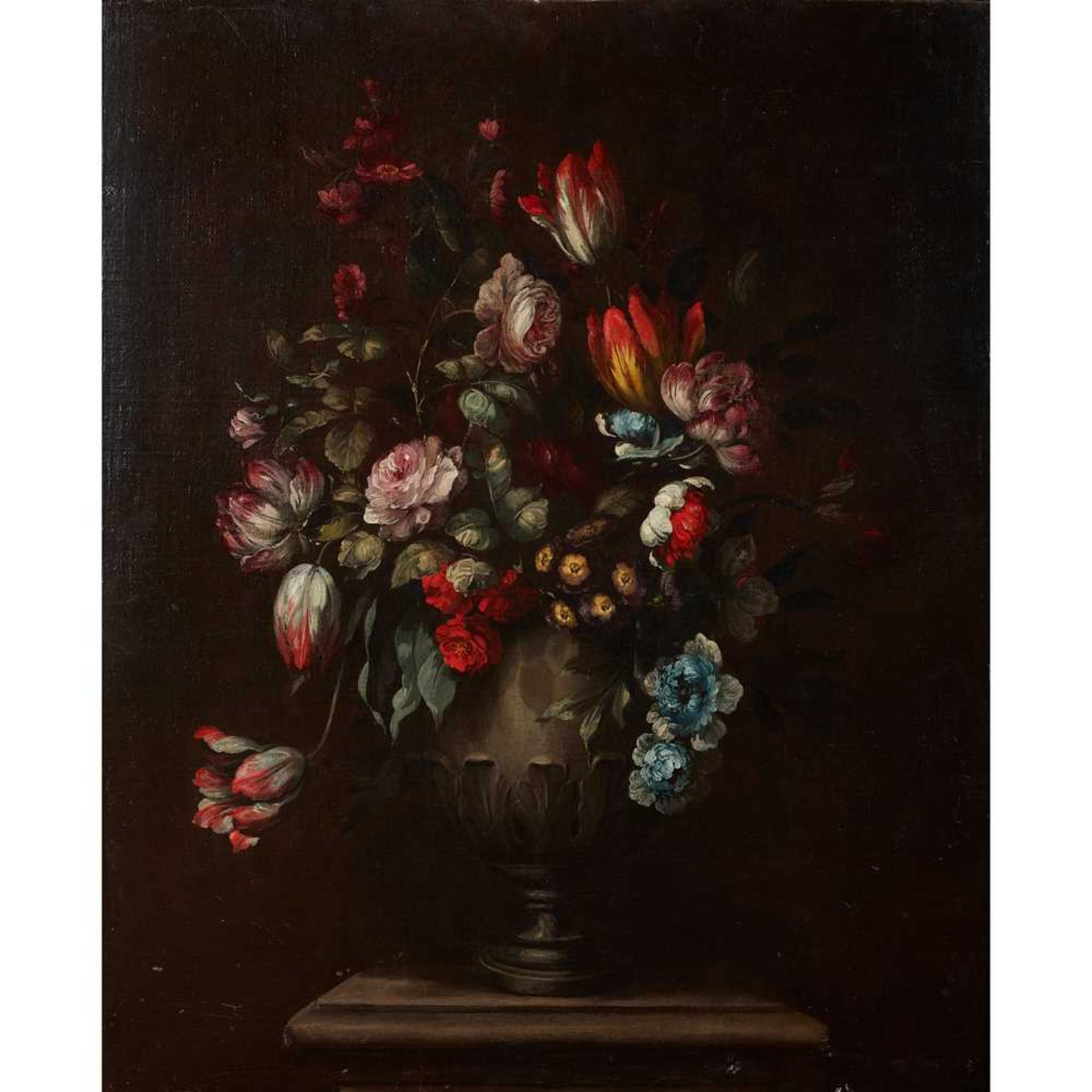 19TH CENTURY DUTCH SCHOOL A STILL LIFE OF MIXED FLOWERS IN AN URN