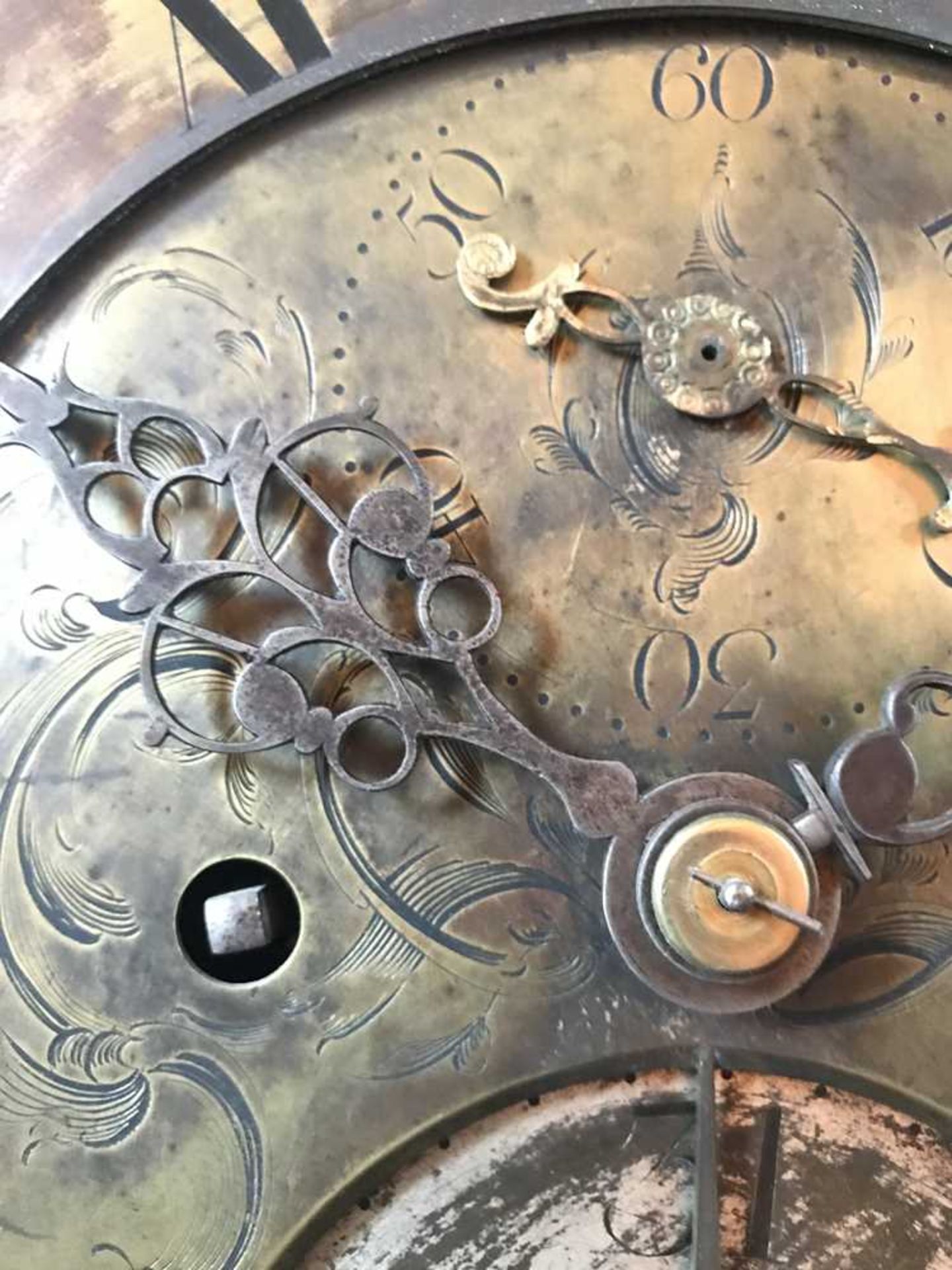 GEORGE III OAK MOONPHASE LONGCASE CLOCK, MESHACH BRITTAN, DEVIZES 18TH CENTURY - Bild 53 aus 54