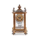 FRENCH GILT BRONZE AND CHAMPLEVÉ ENAMEL FOUR GLASS MANTEL CLOCK 19TH CENTURY