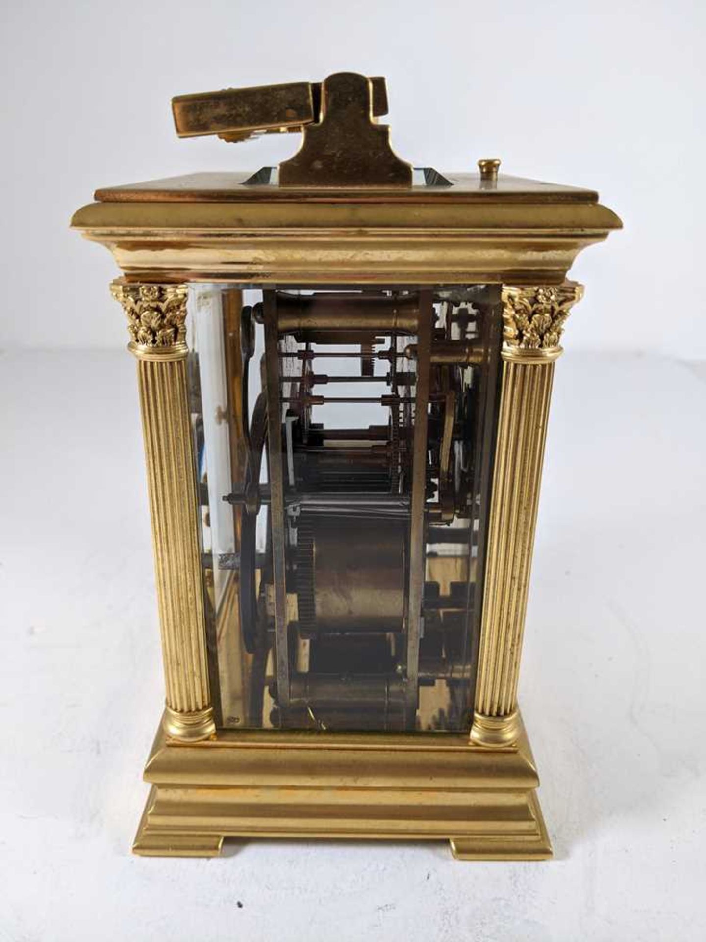 FRENCH BRASS AND ENAMEL REPEATER CARRIAGE CLOCK LATE 19TH CENTURY - Image 9 of 10