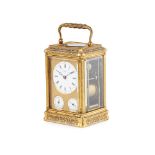 FRENCH REPEATER CARRIAGE CLOCK WITH ALARM AND CALENDAR LATE 19TH CENTURY