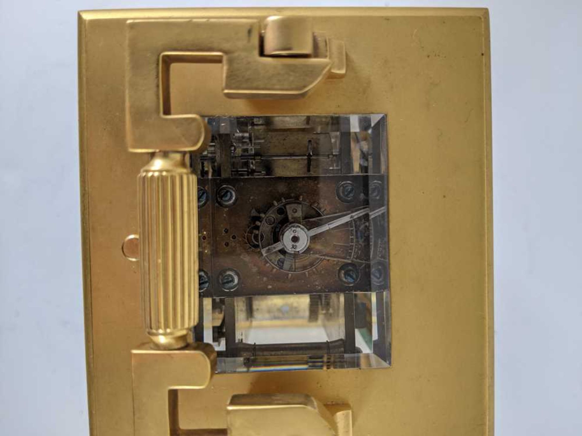 FRENCH BRASS AND ENAMEL REPEATER CARRIAGE CLOCK LATE 19TH CENTURY - Image 8 of 10