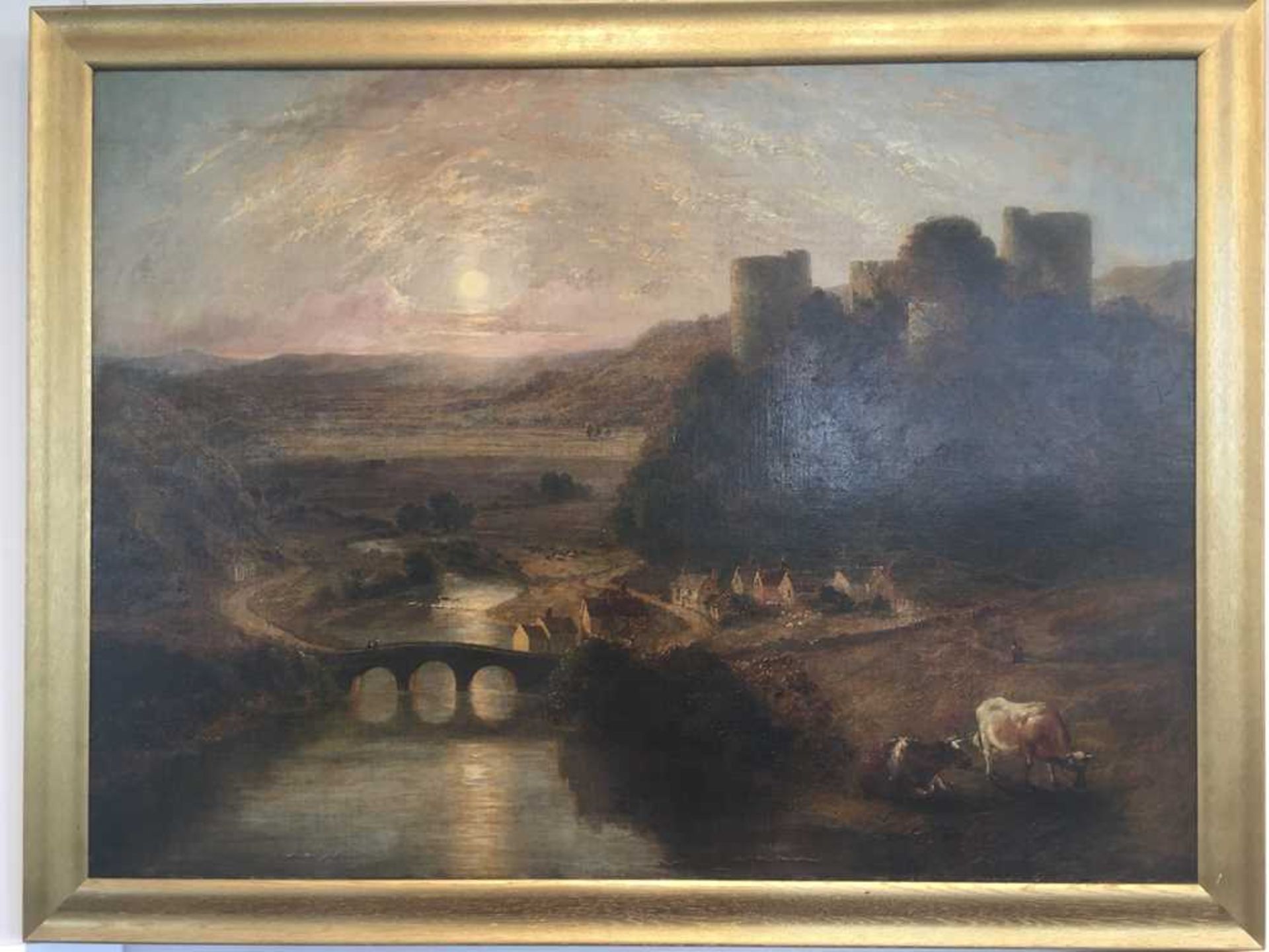 ENGLISH SCHOOL C.1830 A PANORAMIC RIVER LANDSCAPE WITH CASTLE RUINS ON A HILLSIDE - Bild 4 aus 15