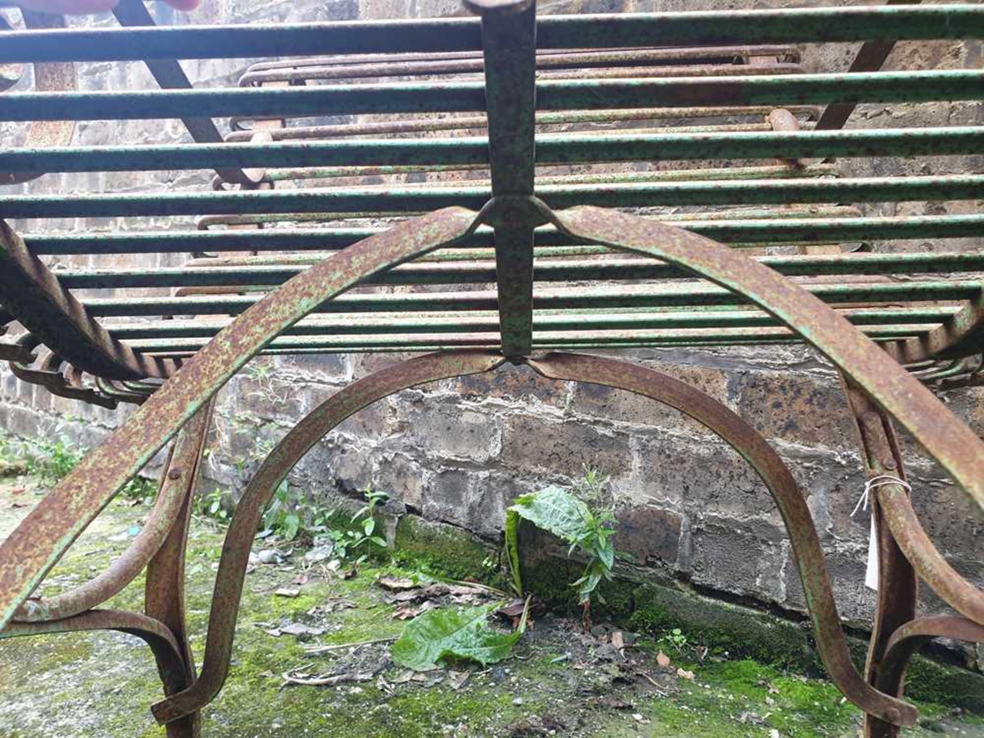 MATCHED PAIR OF ARRAS WROUGHT IRON GARDEN SEATS 19TH CENTURY - Image 6 of 8