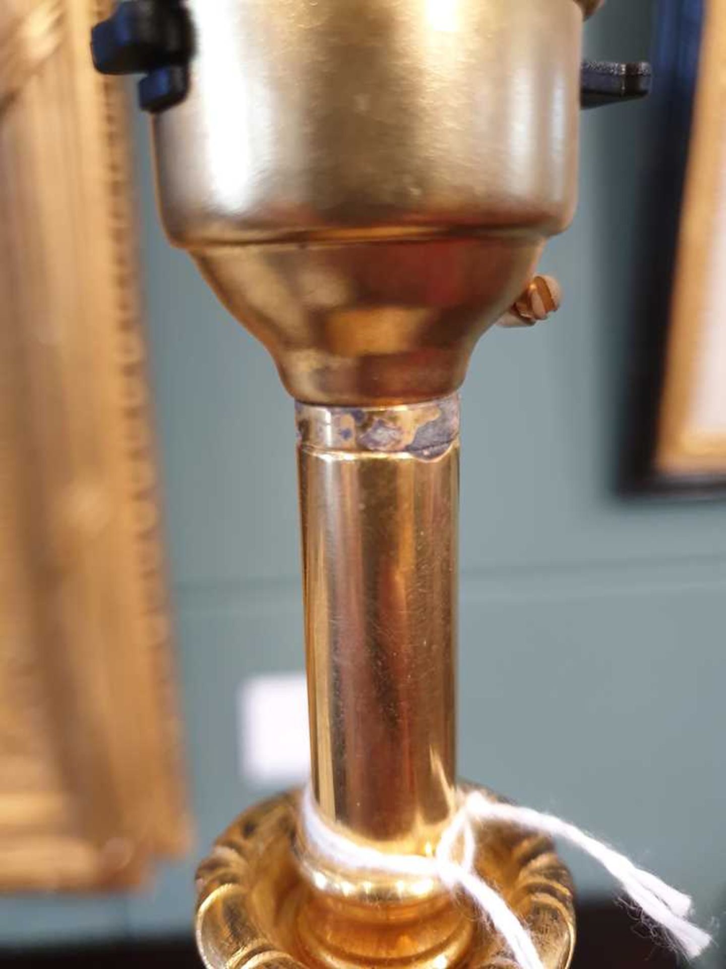 PAIR OF REGENCY PATINATED AND GILT BRONZE CANDLESTICK LAMPS 19TH CENTURY - Image 3 of 13