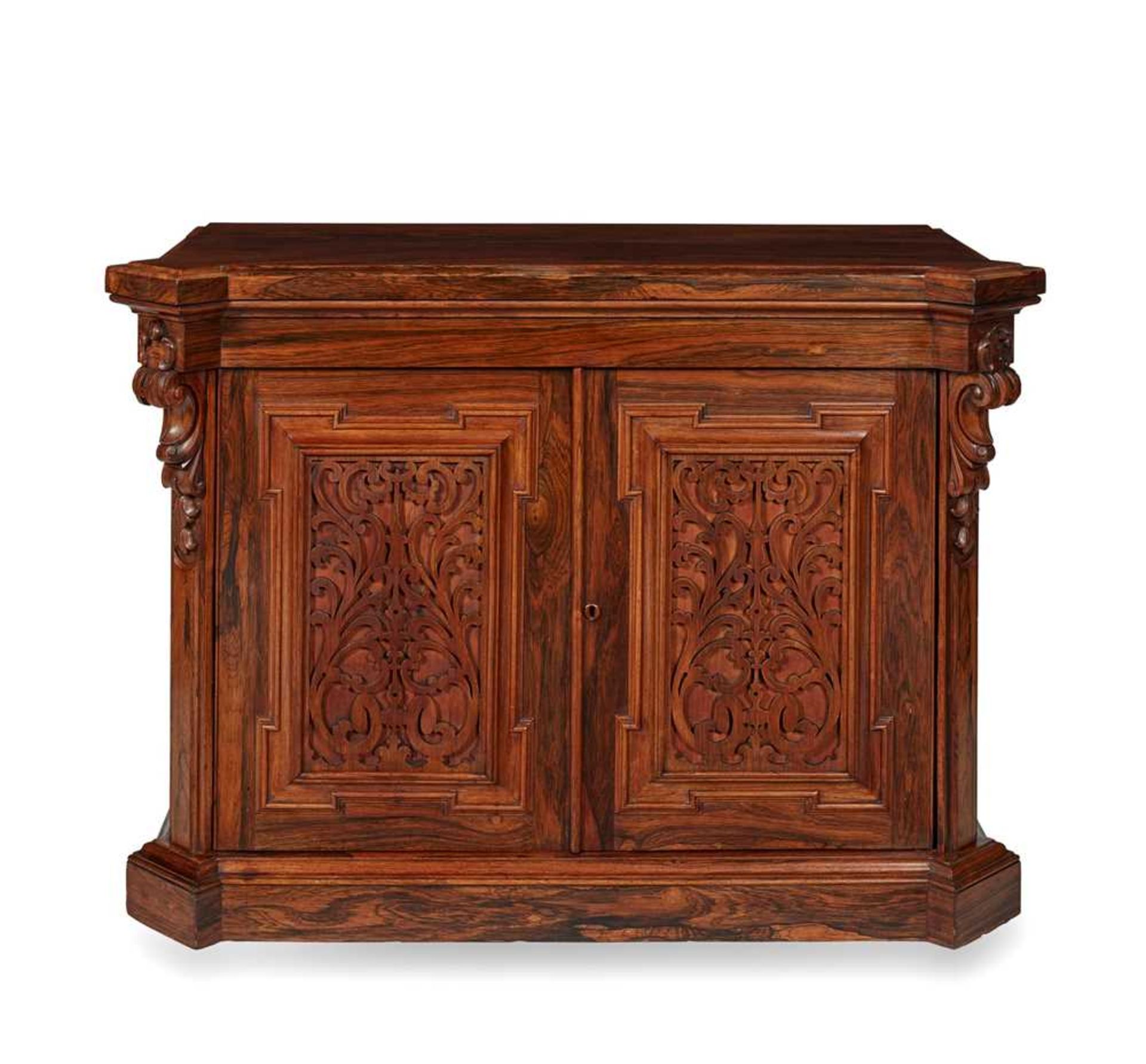 VICTORIAN ROSEWOOD AND SIMULATED ROSEWOOD SIDE CABINET 19TH CENTURY