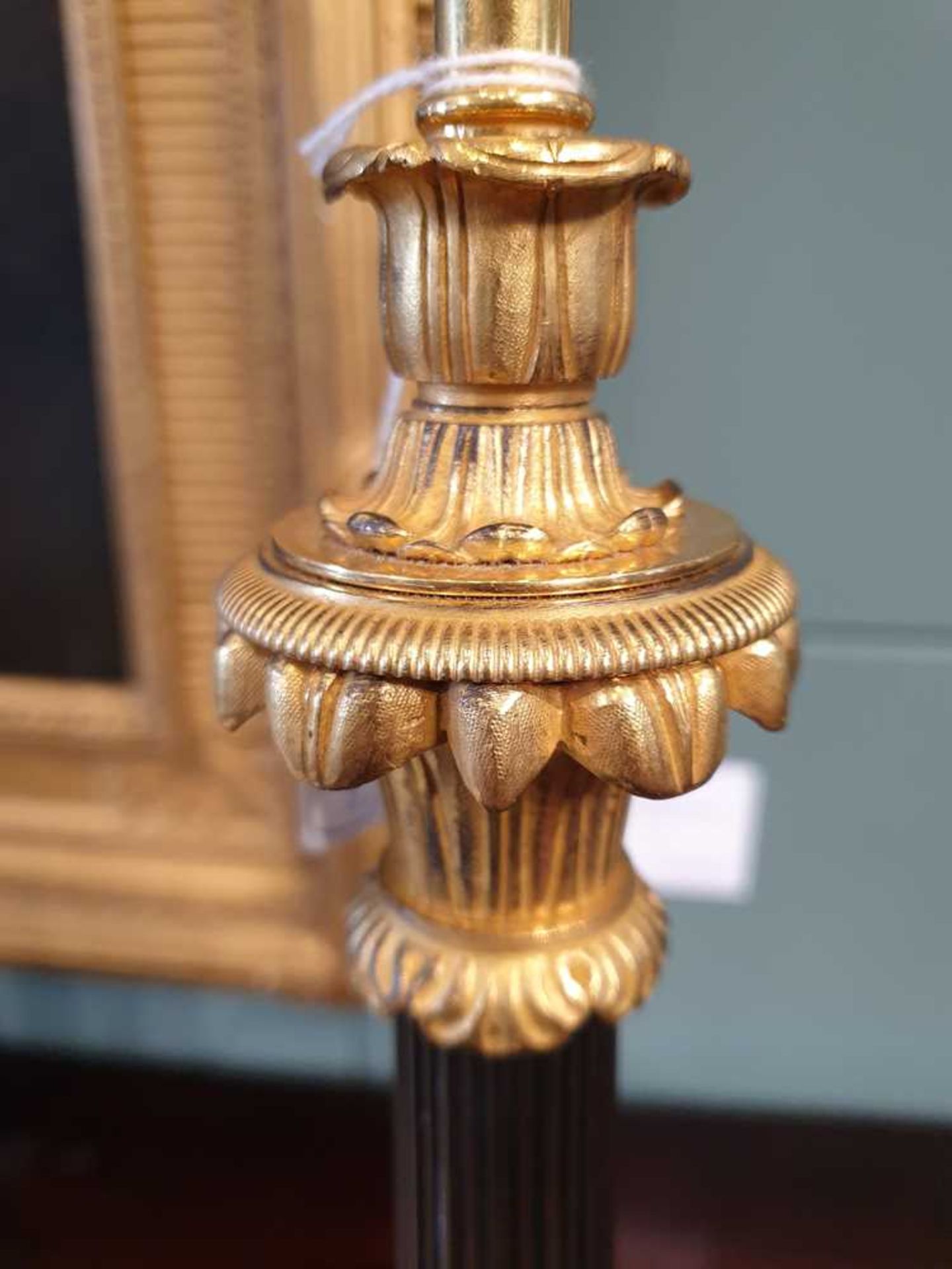 PAIR OF REGENCY PATINATED AND GILT BRONZE CANDLESTICK LAMPS 19TH CENTURY - Image 8 of 13