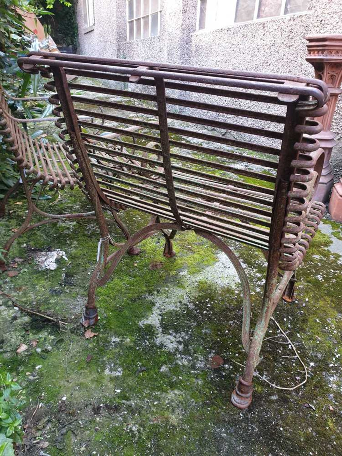 MATCHED PAIR OF ARRAS WROUGHT IRON GARDEN SEATS 19TH CENTURY - Image 5 of 8