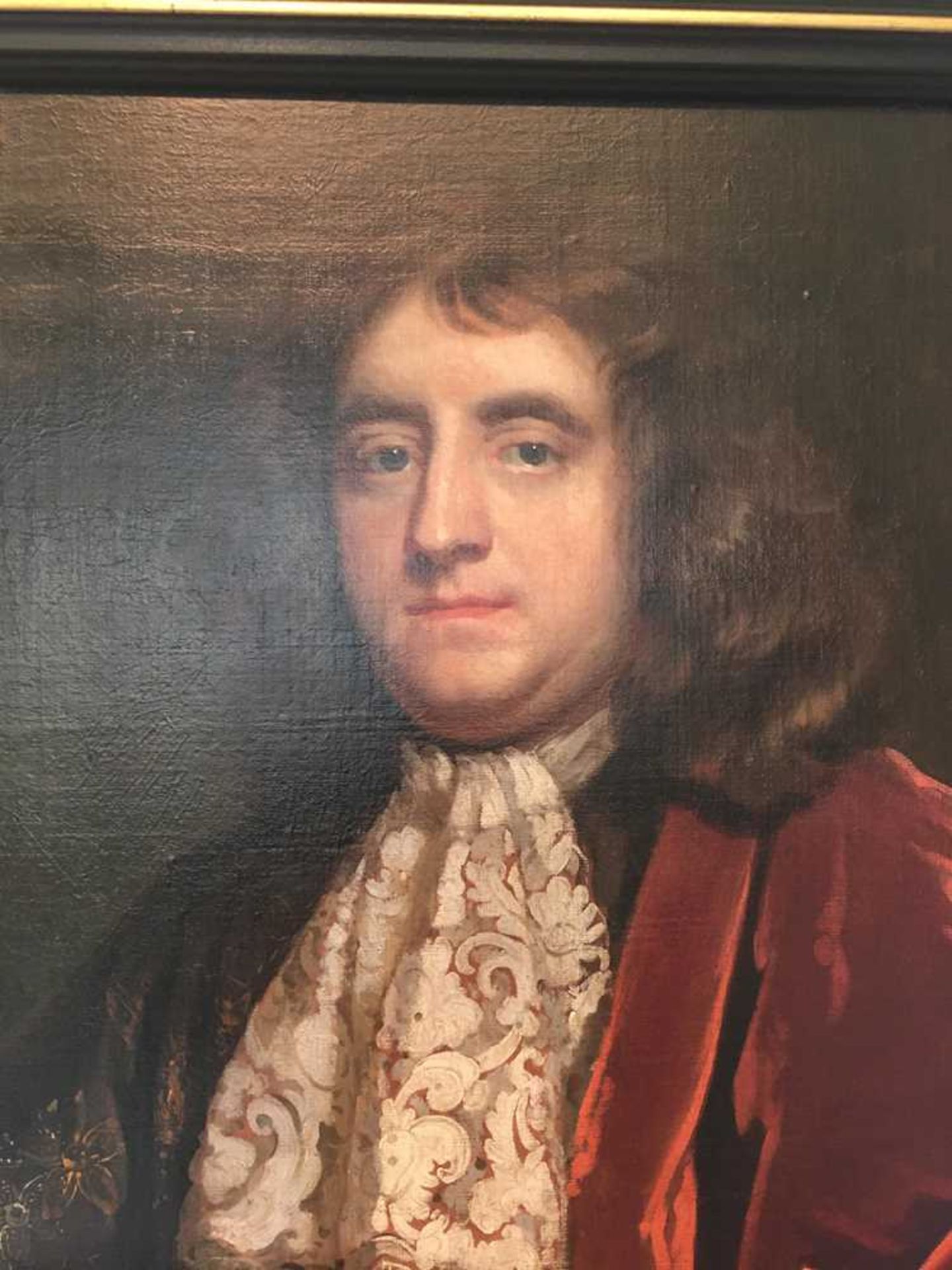 CIRCLE OF SIR PETER LELY HALF LENGTH PORTRAIT OF A GENTLEMAN IN LACE CRAVAT - Image 12 of 12