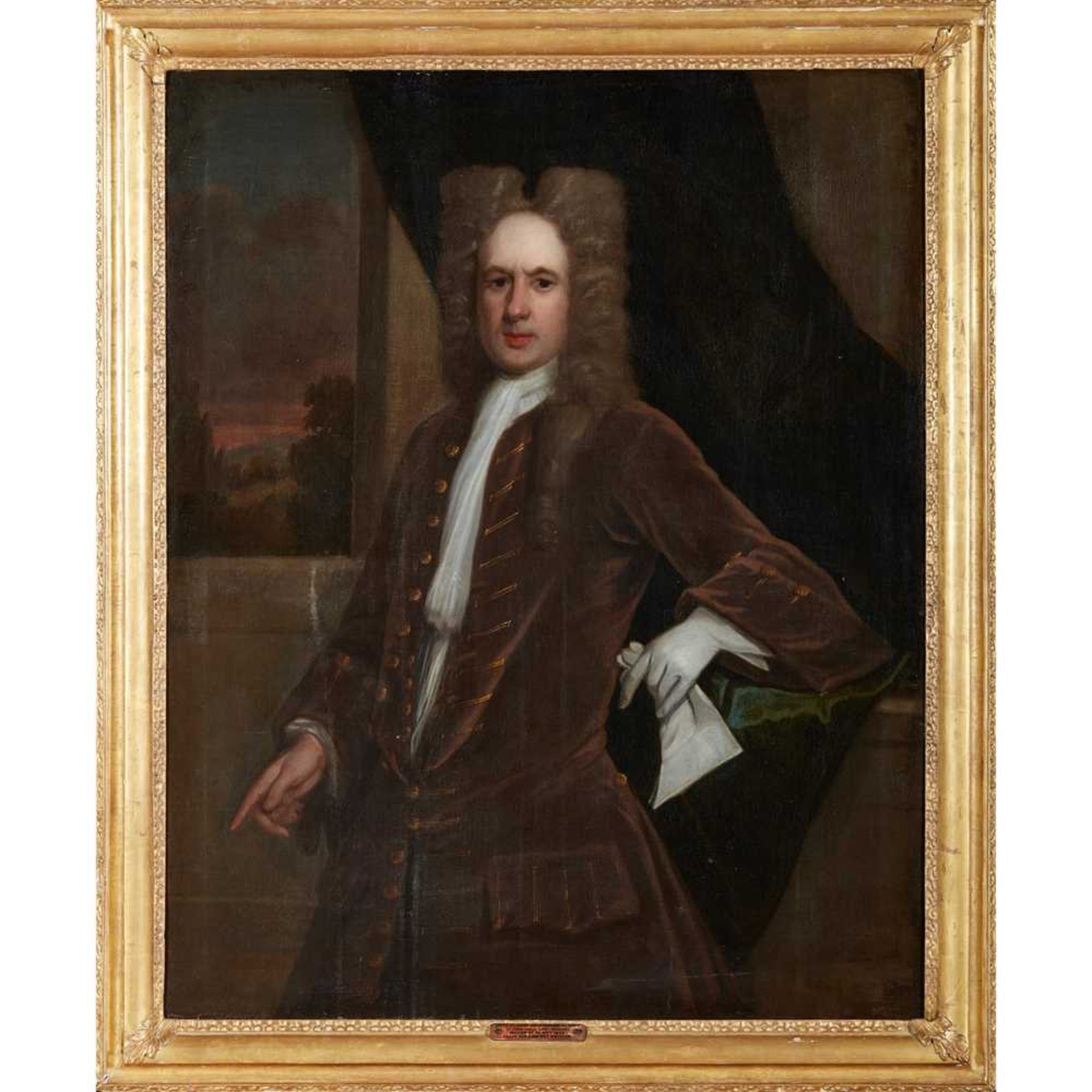 ATTRIBUTED TO SIR GODFREY KNELLER THREE QUARTER LENGTH PORTRAIT OF JAMES HILHOUSE OF FREEHALL LONDON - Image 2 of 3