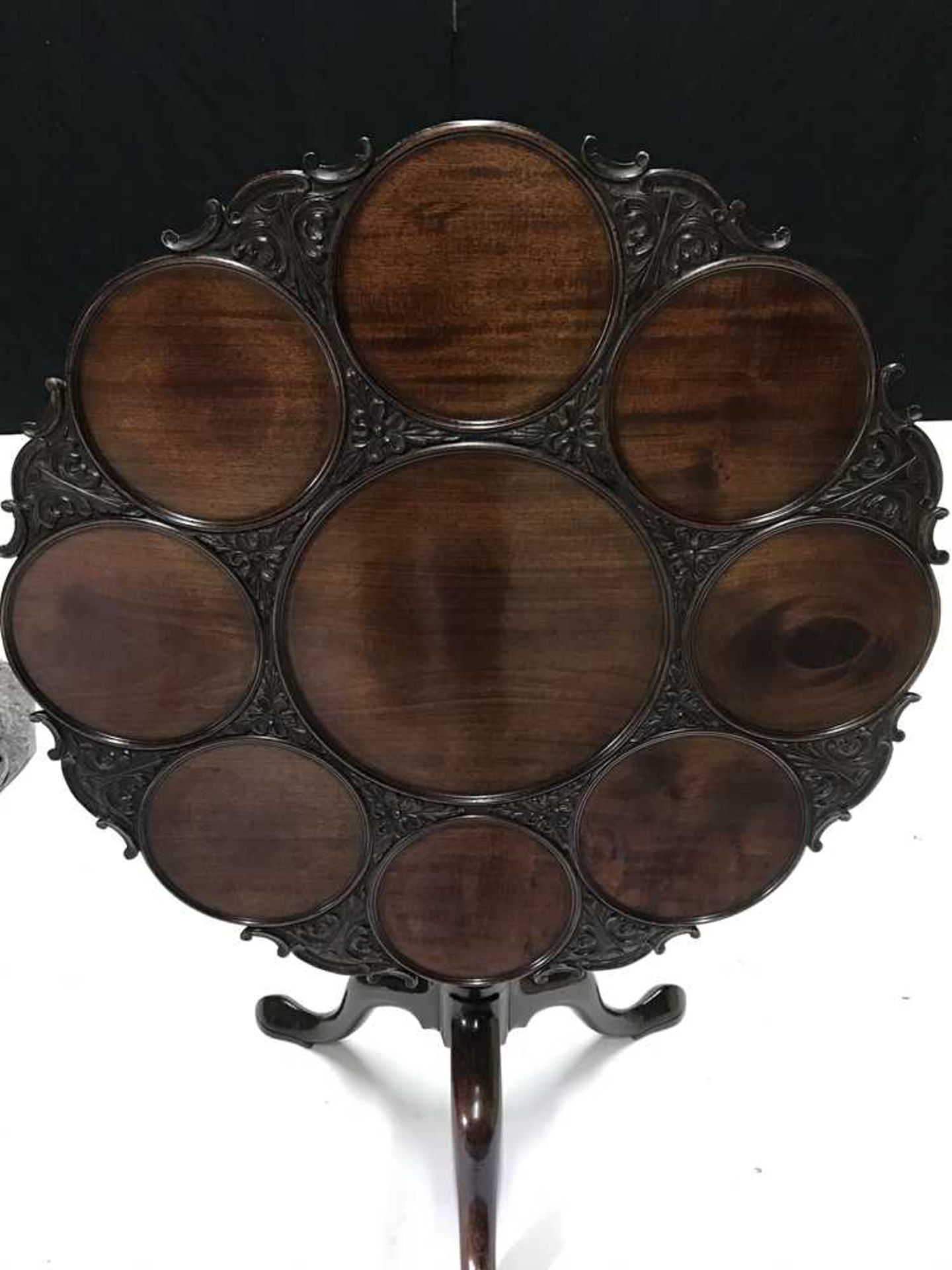 GEORGE III MAHOGANY CARVED BIRDCAGE SUPPER TABLE MID 18TH CENTURY - Image 3 of 8