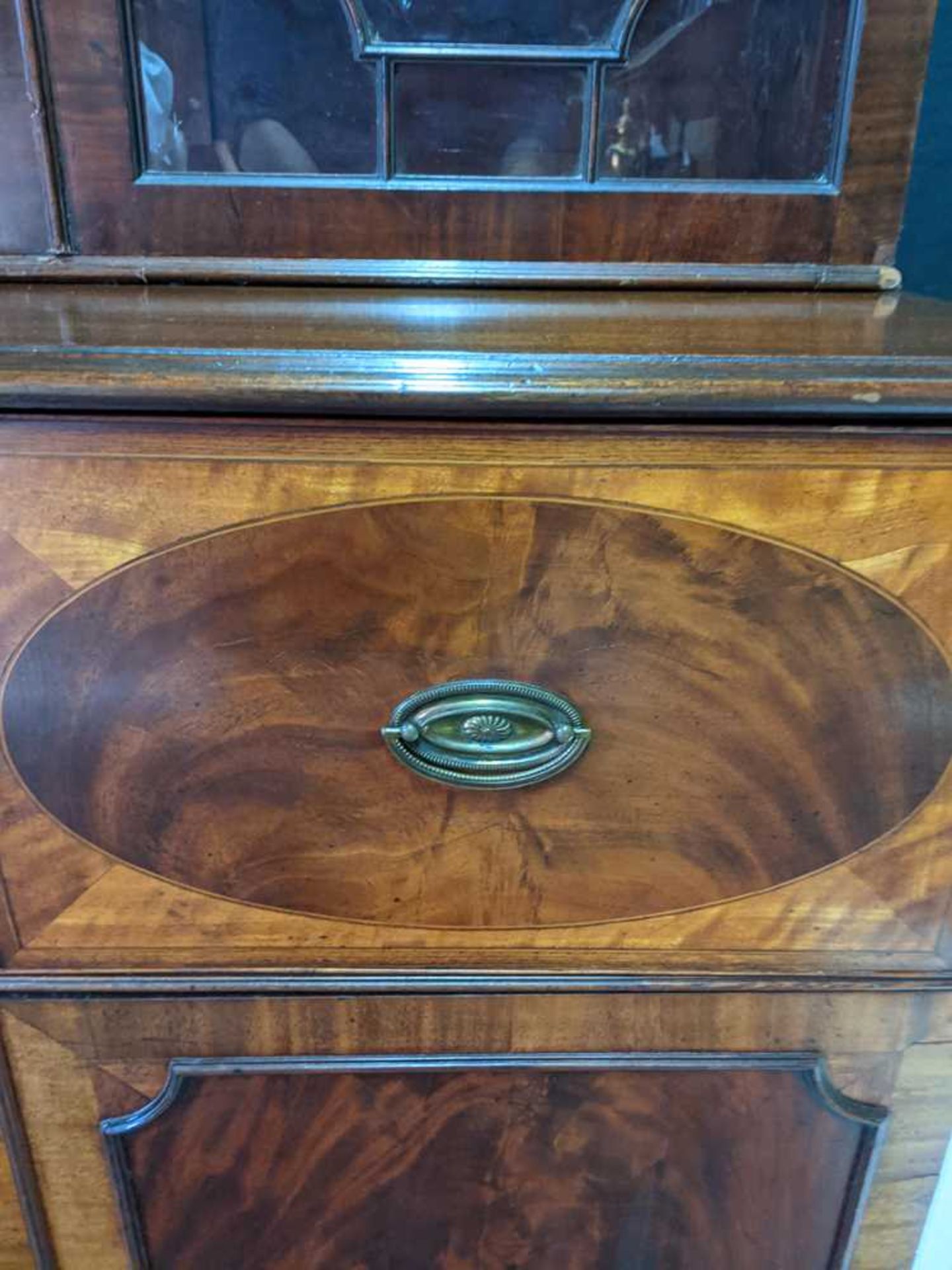 GEORGE III MAHOGANY SECRETAIRE BOOKCASE CABINET LATE 19TH CENTURY, THE TOP ASSOCIATED - Bild 8 aus 17