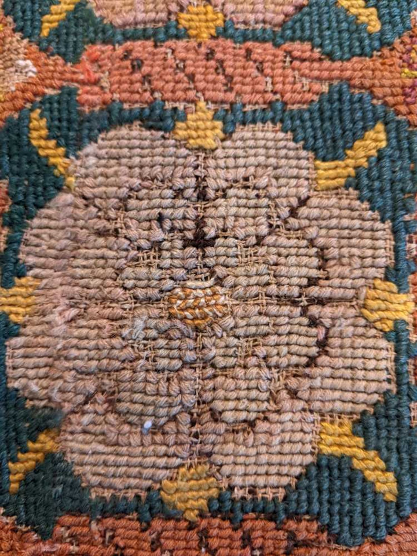 ENGLISH WOOL AND PART SILK NEEDLEWORK CARPET SECTION DATED 1616 - Image 19 of 23