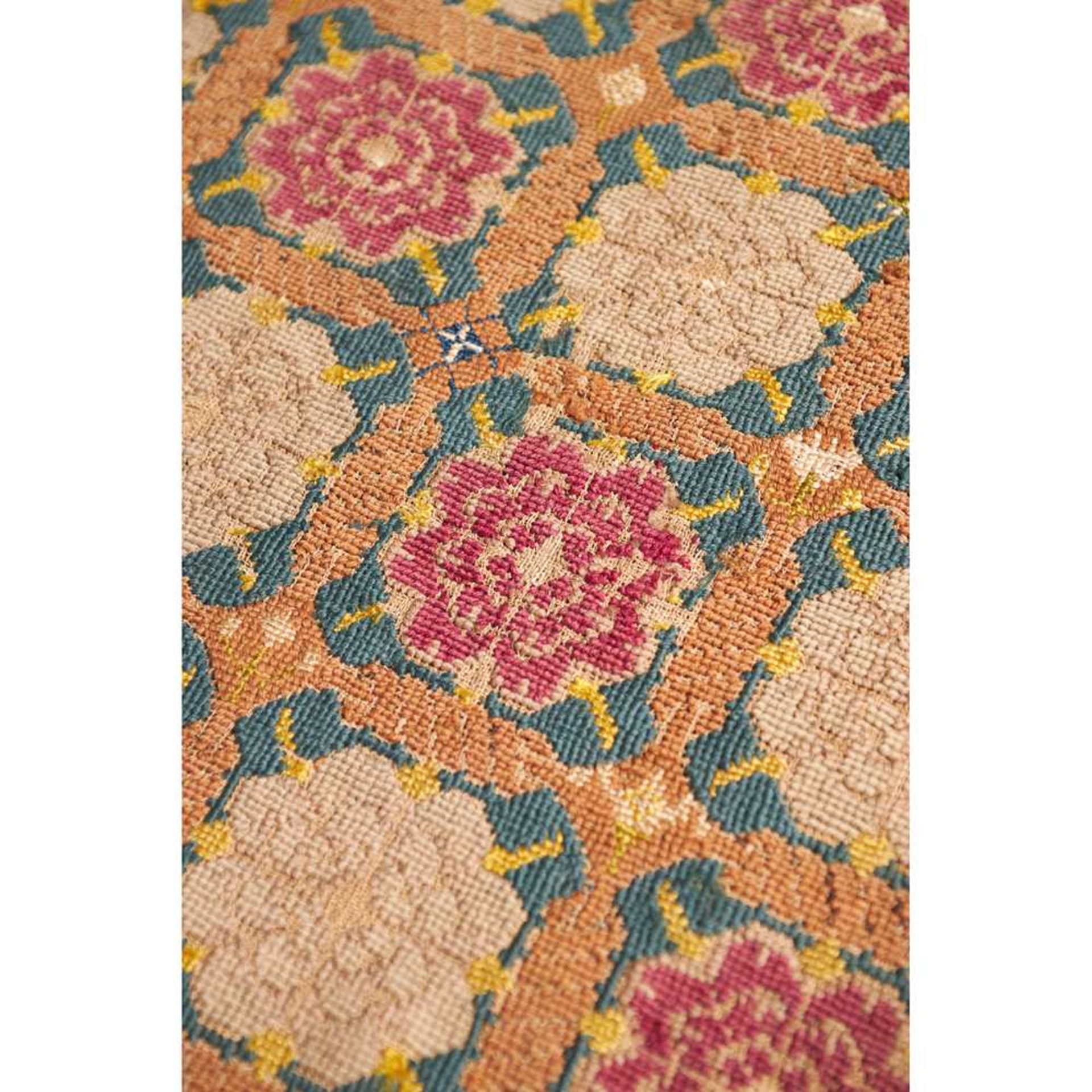 ENGLISH WOOL AND PART SILK NEEDLEWORK CARPET SECTION DATED 1616 - Image 4 of 23