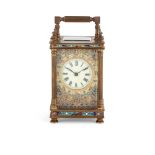 FRENCH CHAMPLEVÉ ENAMEL AND BRASS CARRIAGE CLOCK 19TH CENTURY