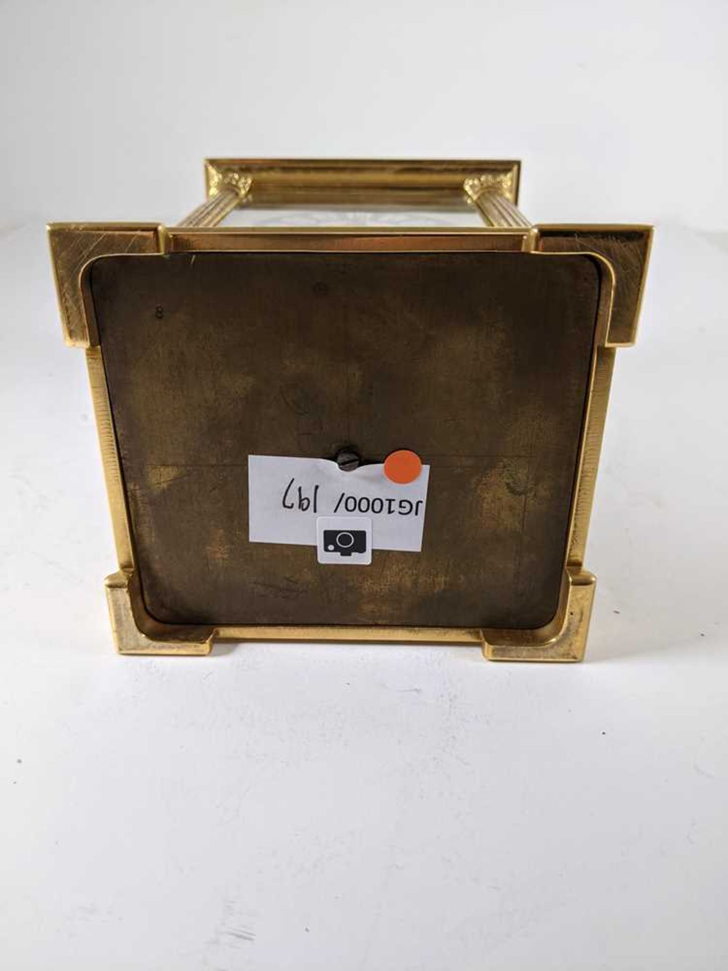 FRENCH BRASS AND ENAMEL REPEATER CARRIAGE CLOCK LATE 19TH CENTURY - Image 5 of 10