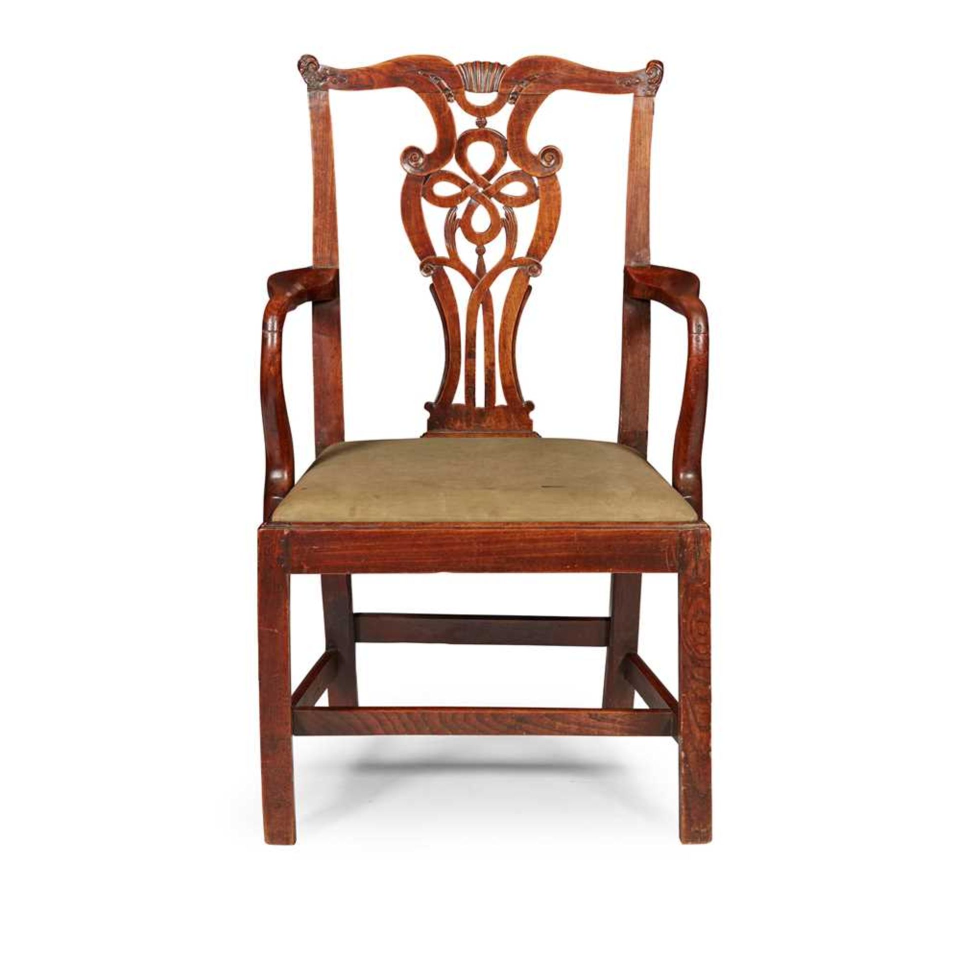 GEORGE III ELM ARMCHAIR MID 18TH CENTURY