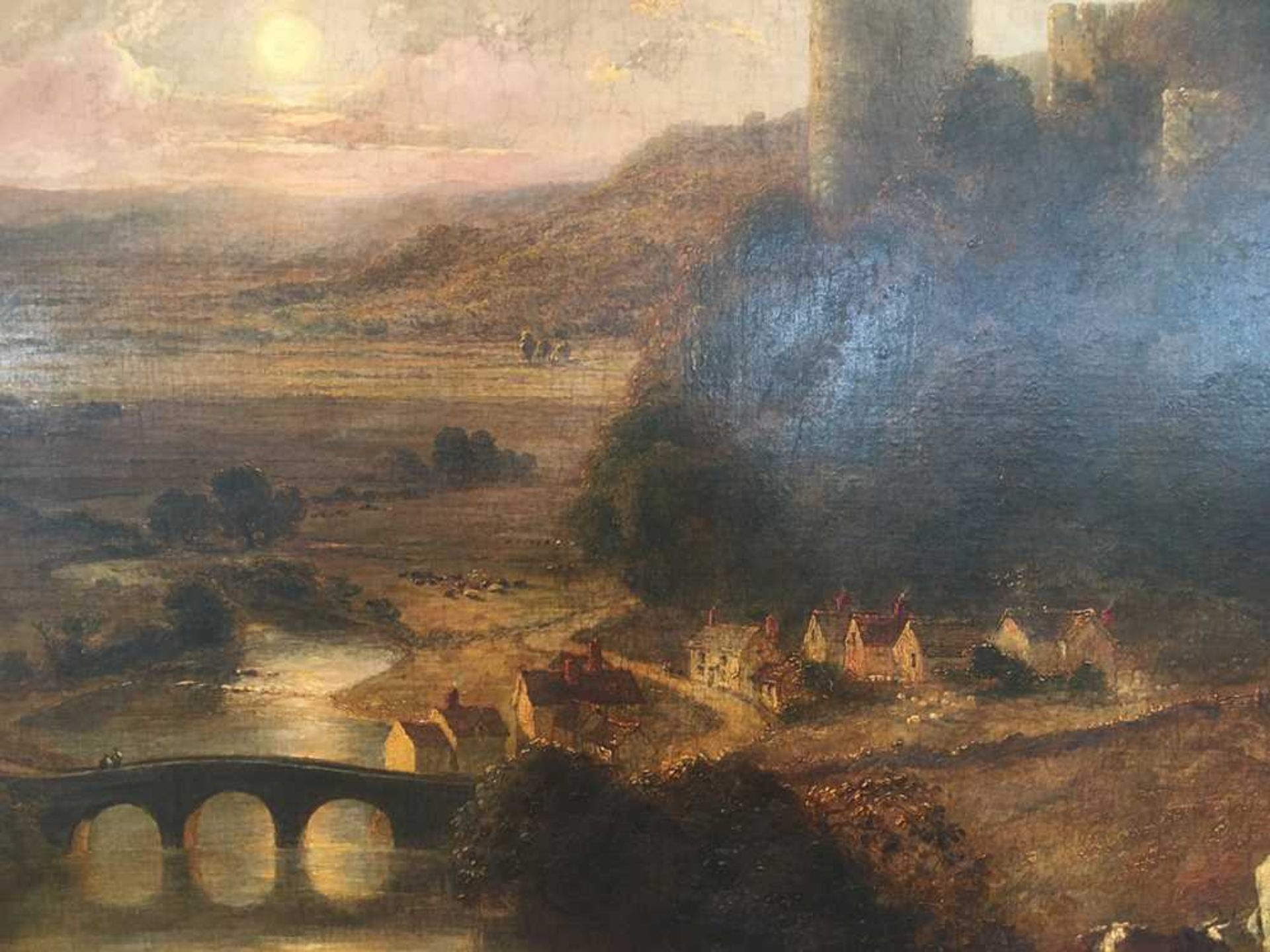 ENGLISH SCHOOL C.1830 A PANORAMIC RIVER LANDSCAPE WITH CASTLE RUINS ON A HILLSIDE - Bild 9 aus 15