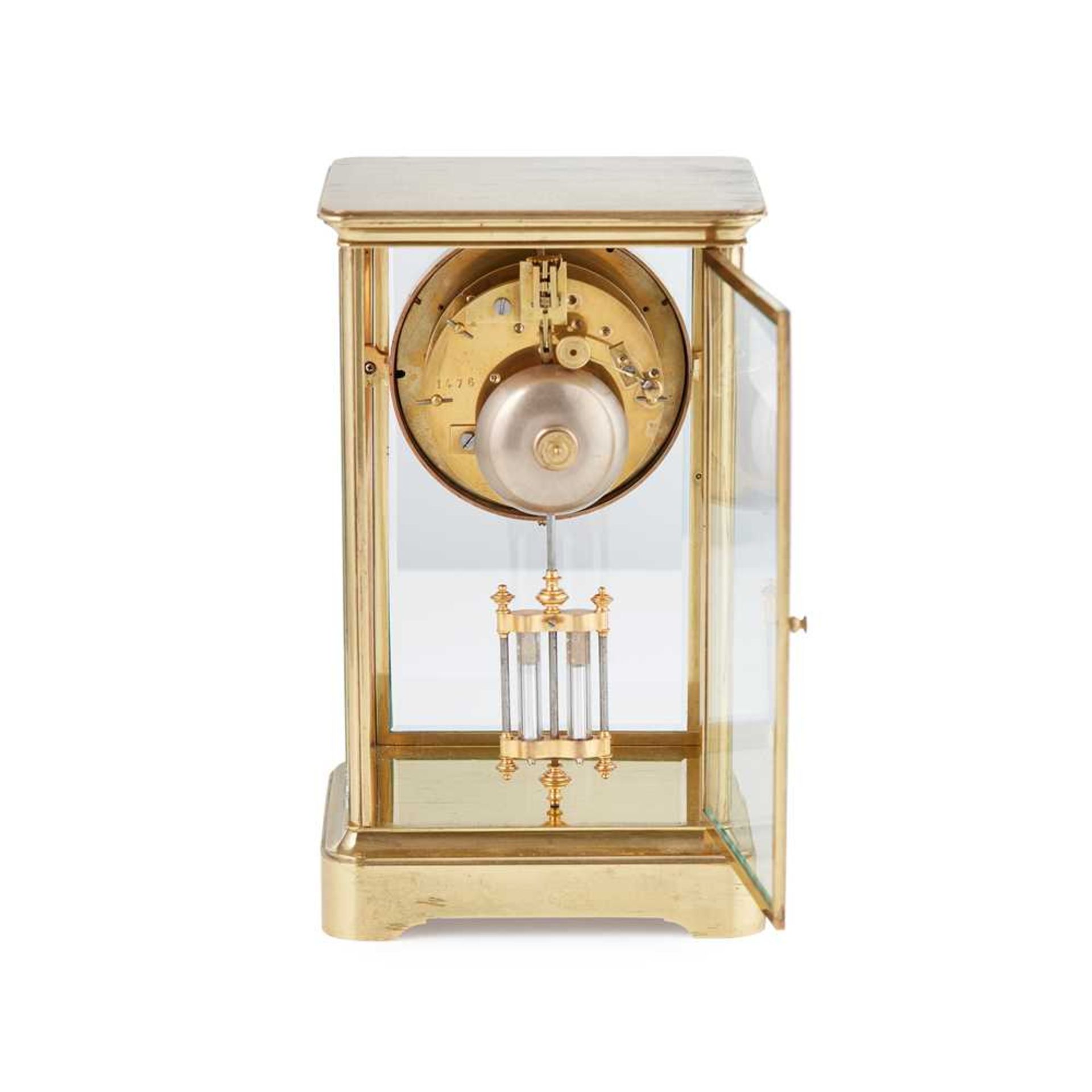 FRENCH BRASS FOUR GLASS MANTEL CLOCK, JAPY FRÈRES & CO. 19TH CENTURY - Image 3 of 10